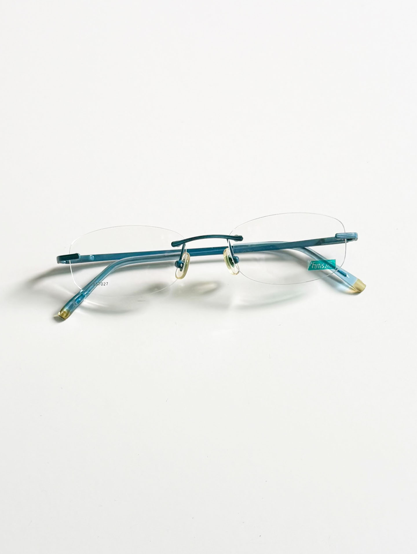90's FUTIS Blue Rimless Square Metal Glasses