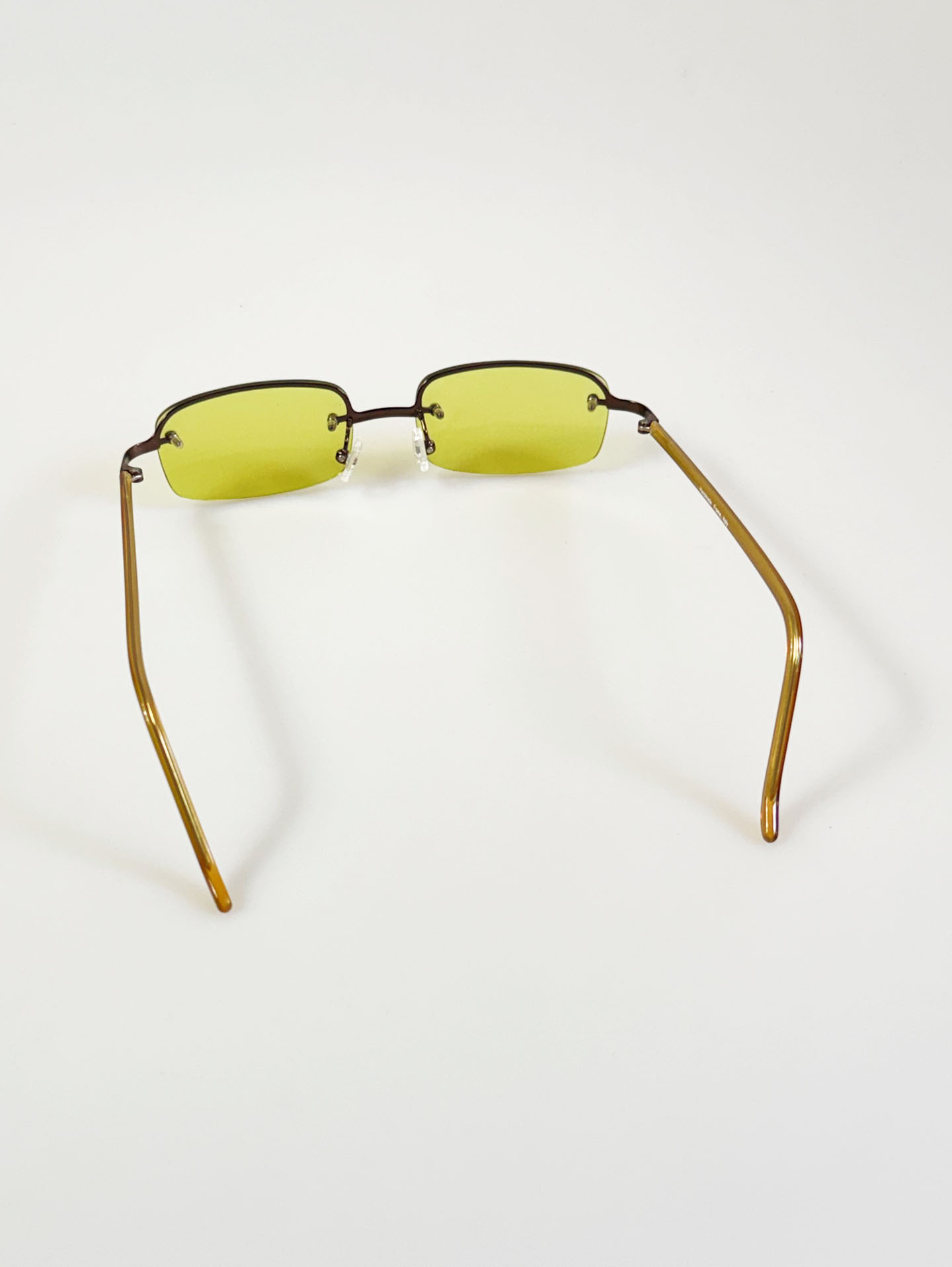 90's ODISAY Yellow Tint Rimless Square Sunglasses