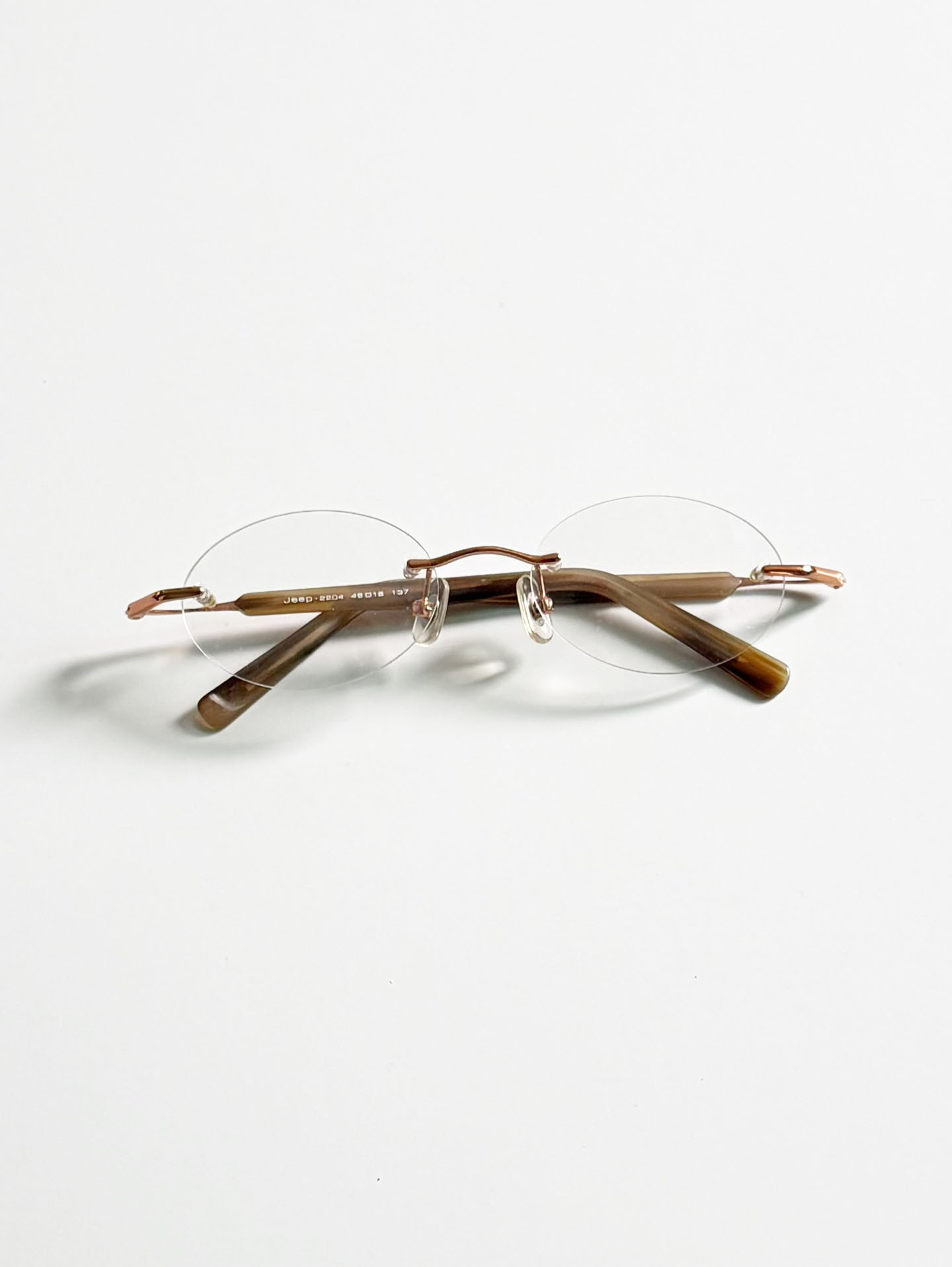 JEEP Rosegold Rimless Oval Metal Glasses