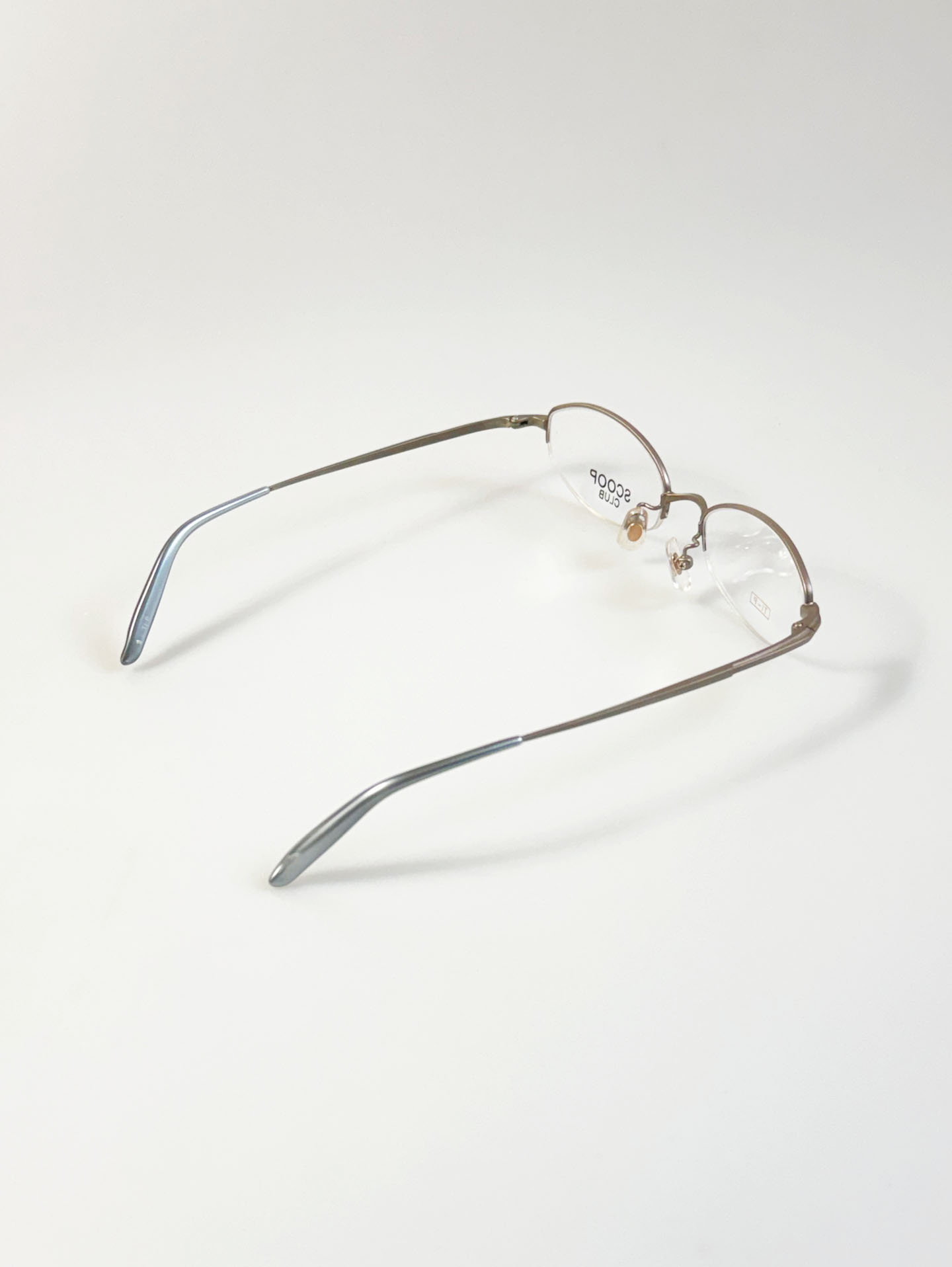 SCOOP CLUB Silver Titanium Oval Half-Rim Glasses