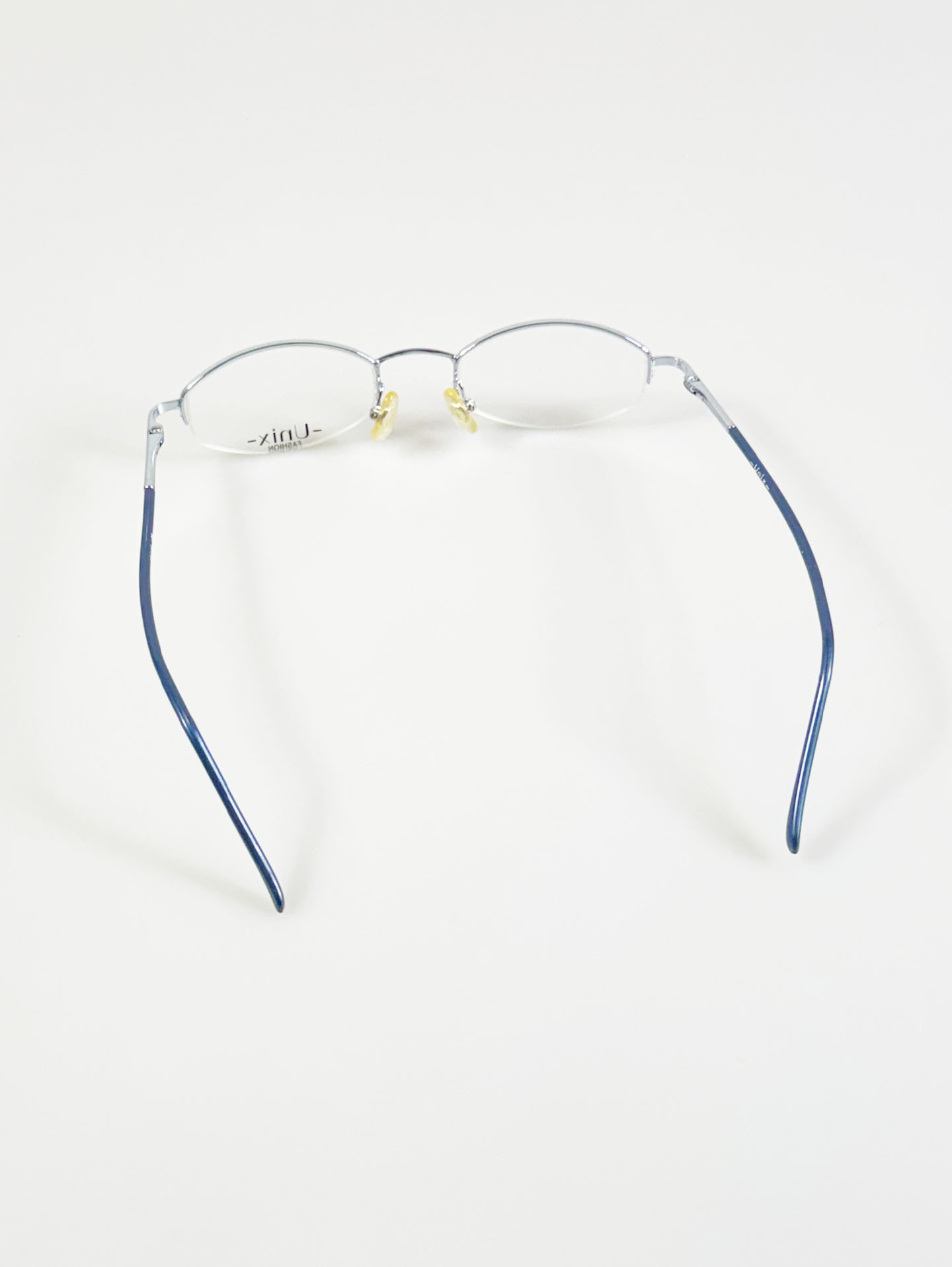 UNIX Light Blue Silver Semi-Rimless Oval Metal Glasses