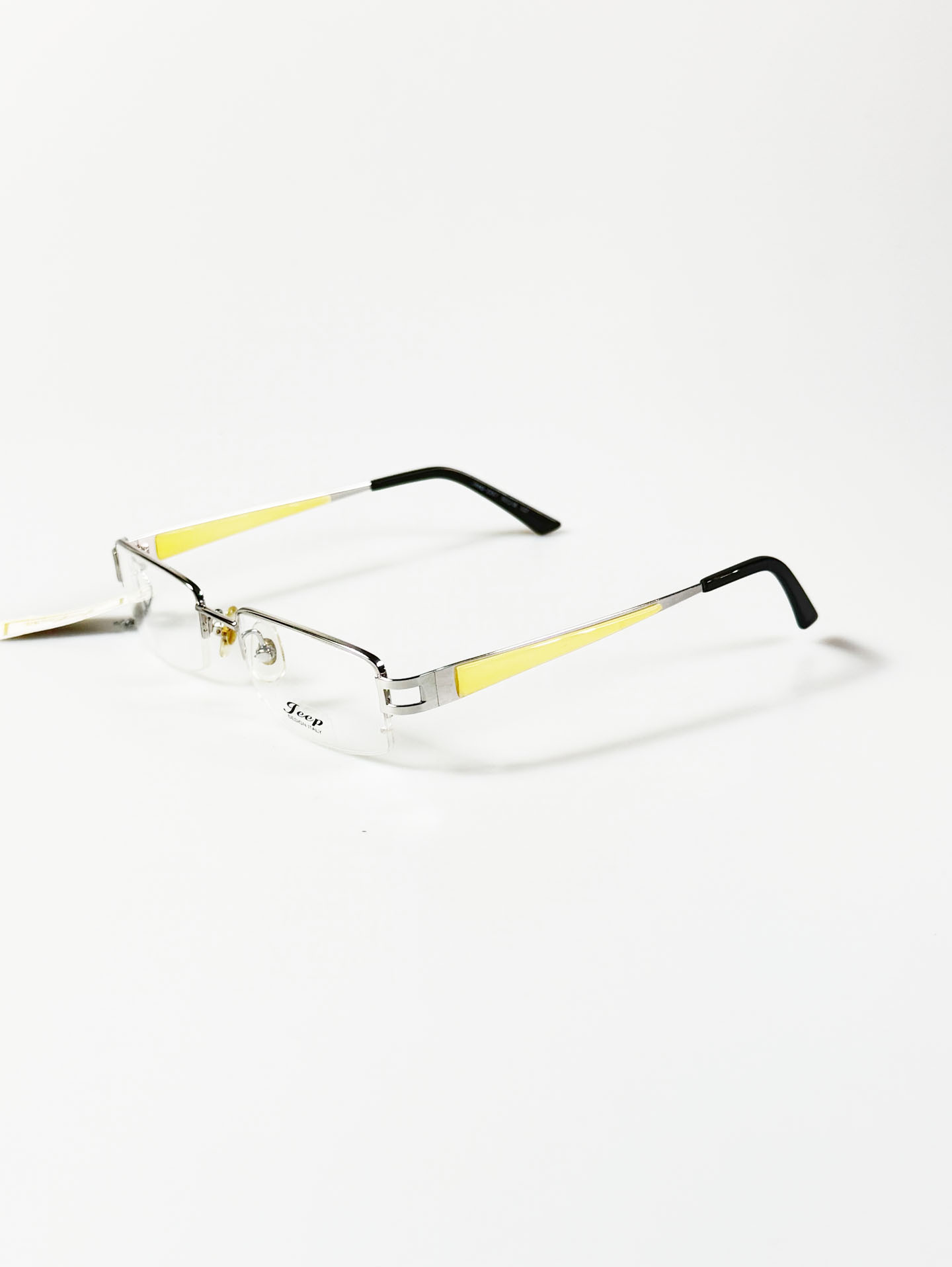 Jeep Silver Semi-Rimless Square Metal Frame Glasses