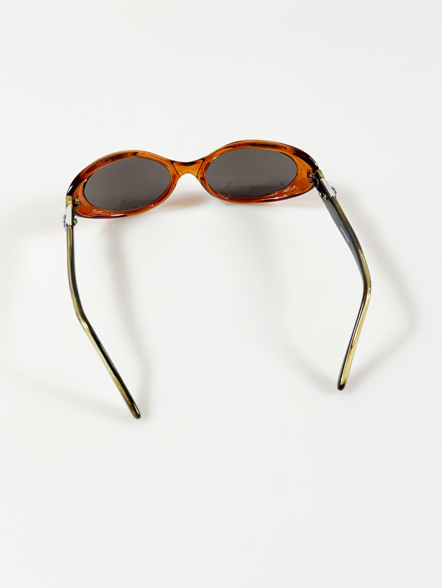 90's ONE LAST KISS Amber Brown Oval Wrap Acetate Sunglasses