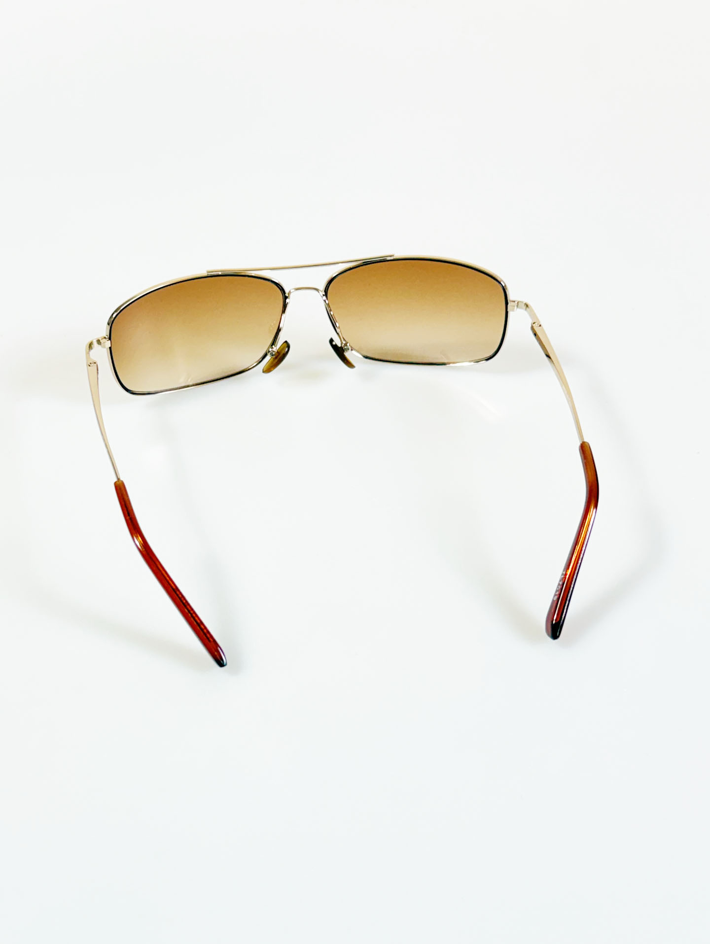 Gold Metal Double Bridge Slim Square Tint Sunglasses