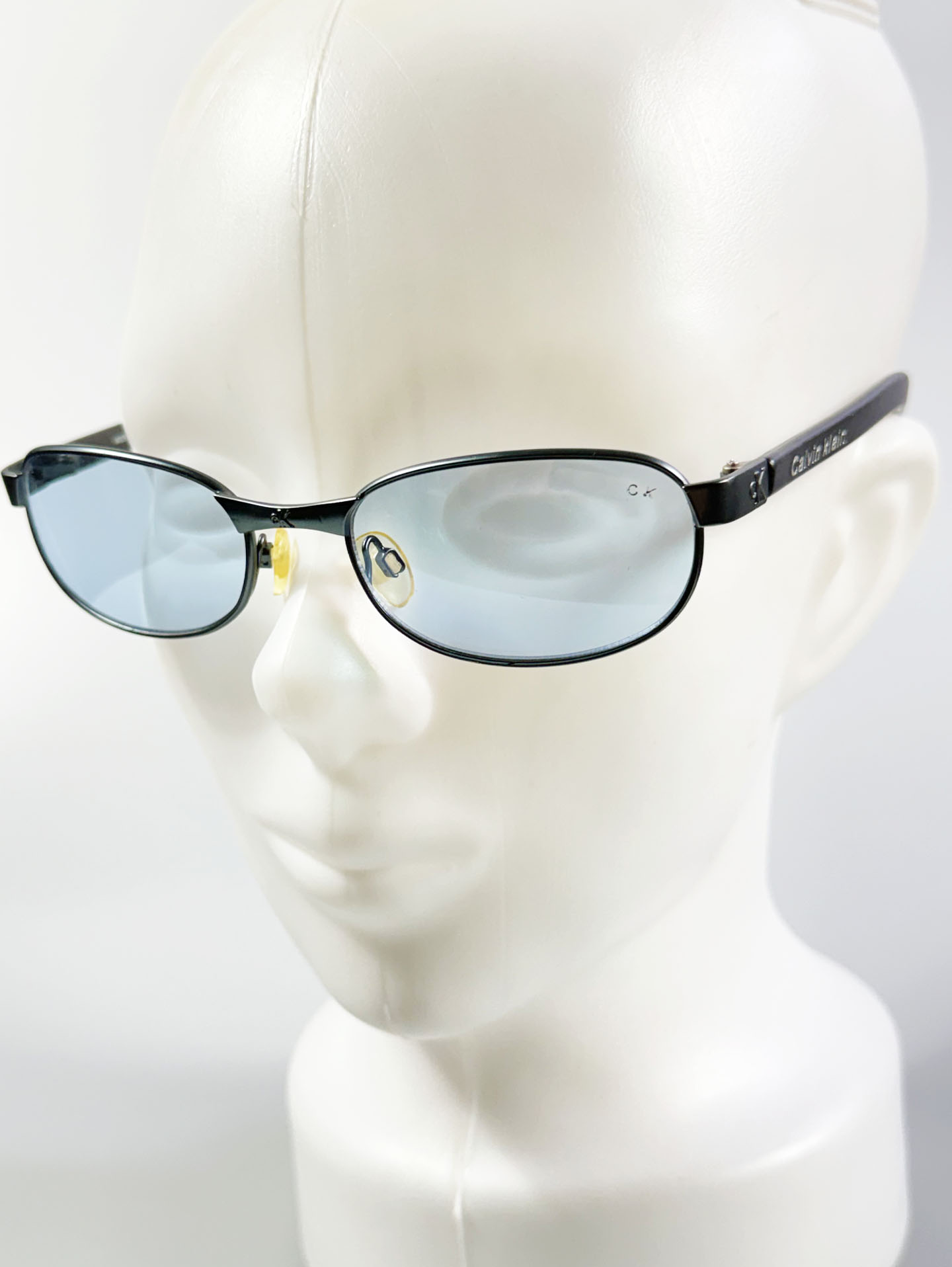 Calvin Klein Blue Slim Square Metal Tint Sunglasses