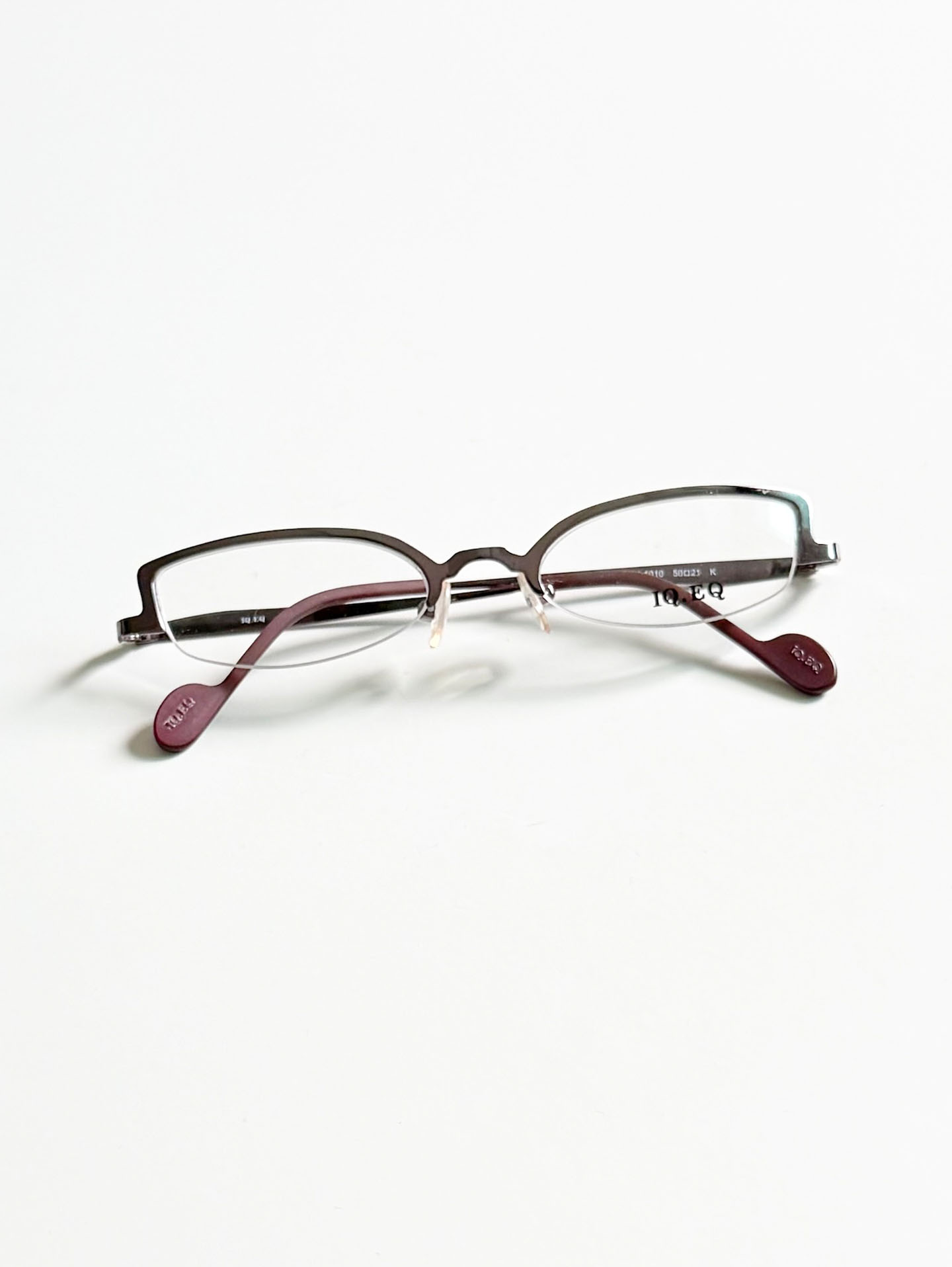 IQ.EQ Purple Semi-Cat Eye Half-Rim Metal Frame Glasses