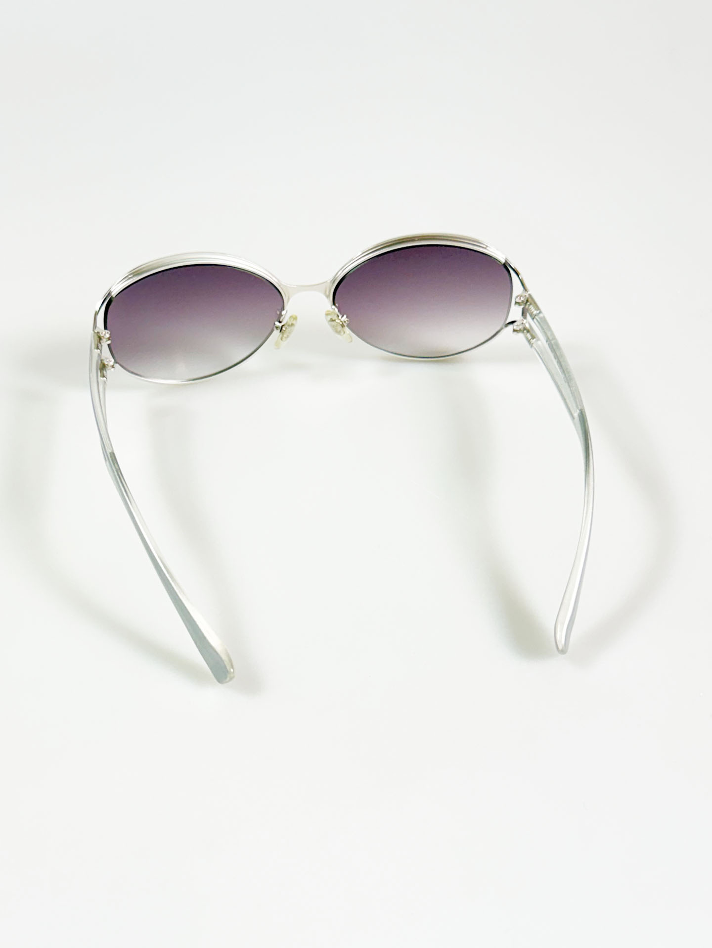 90's TROY Silver Oval Metal Frame Sunglasses