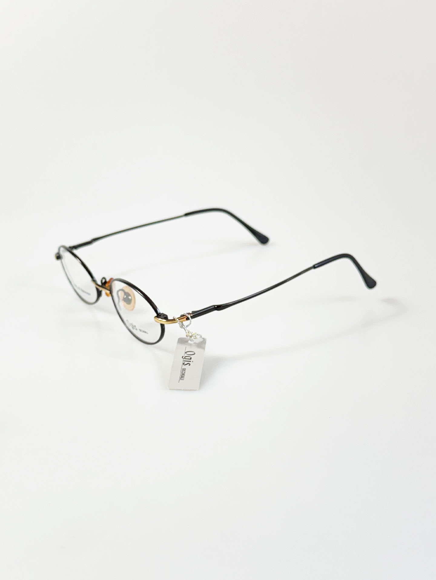 OGIS Black & Gold Slim Oval Metal Frame Glasses