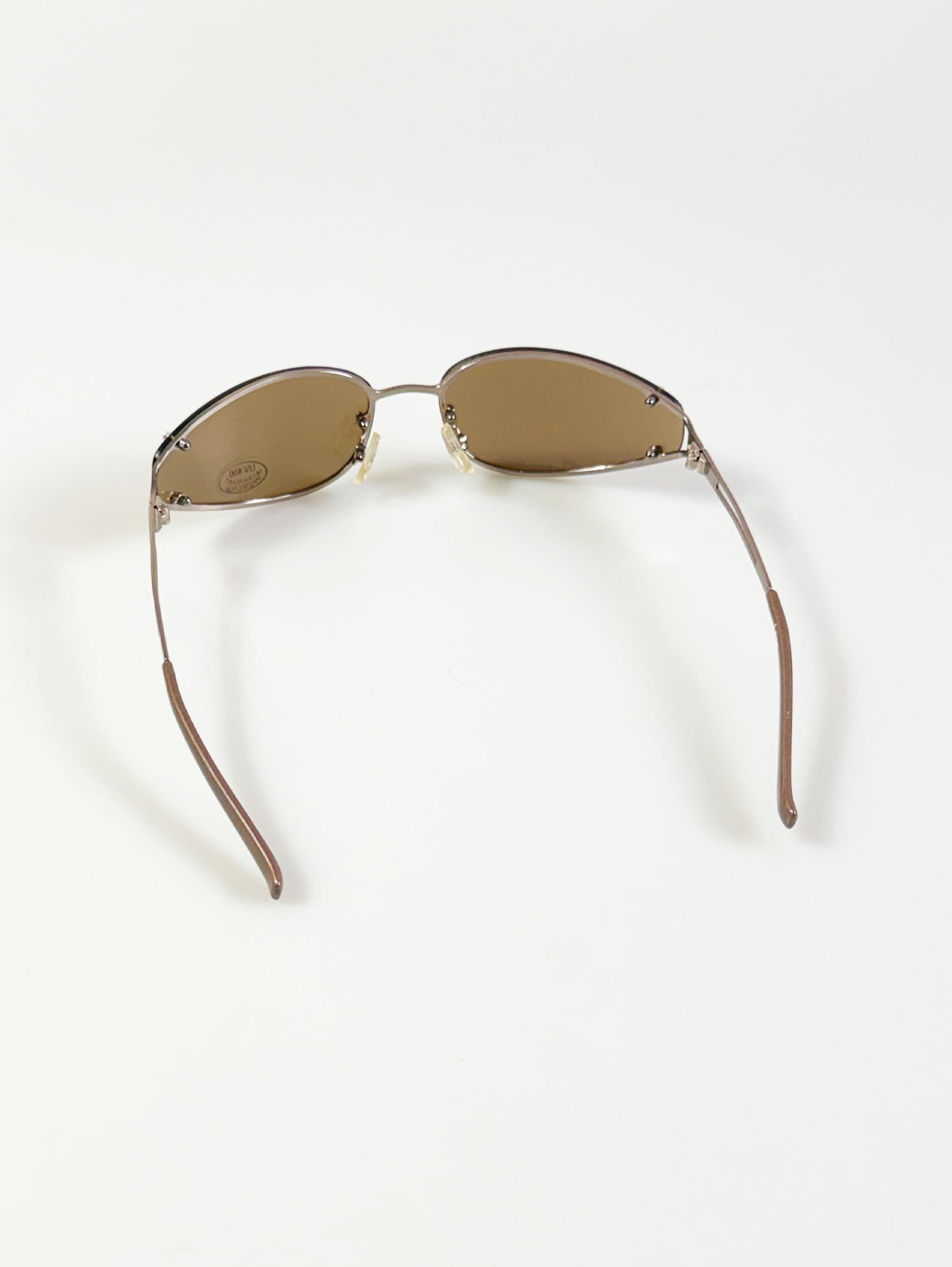 I.COM Brown Rimless Oval Metal Tint Sunglasses