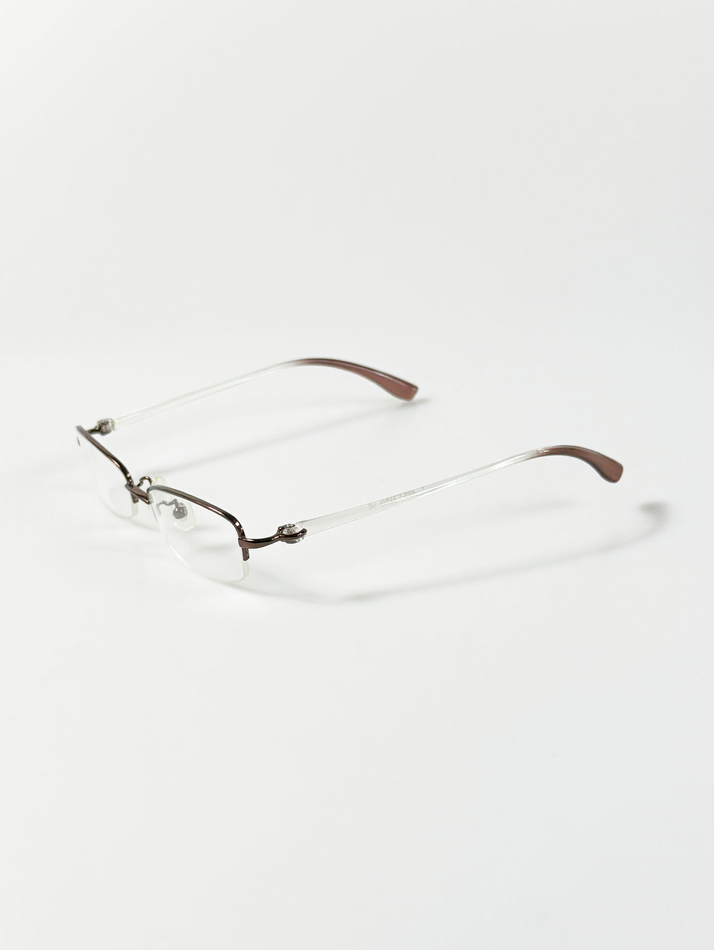 Brown Half Rim Square Metal Glasses