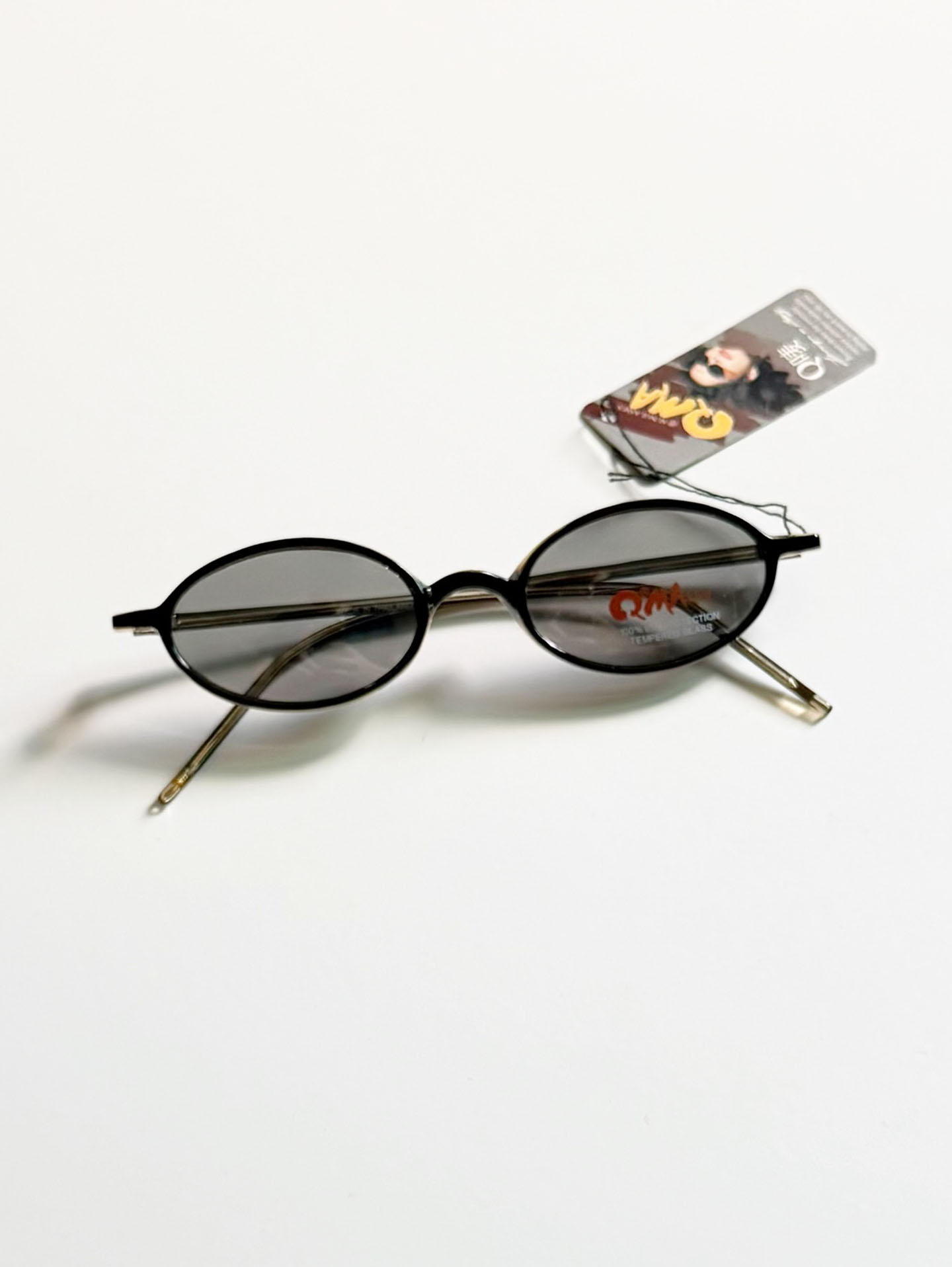 90's QMA Black Two-Tone Oval Acetate Frame Glasses