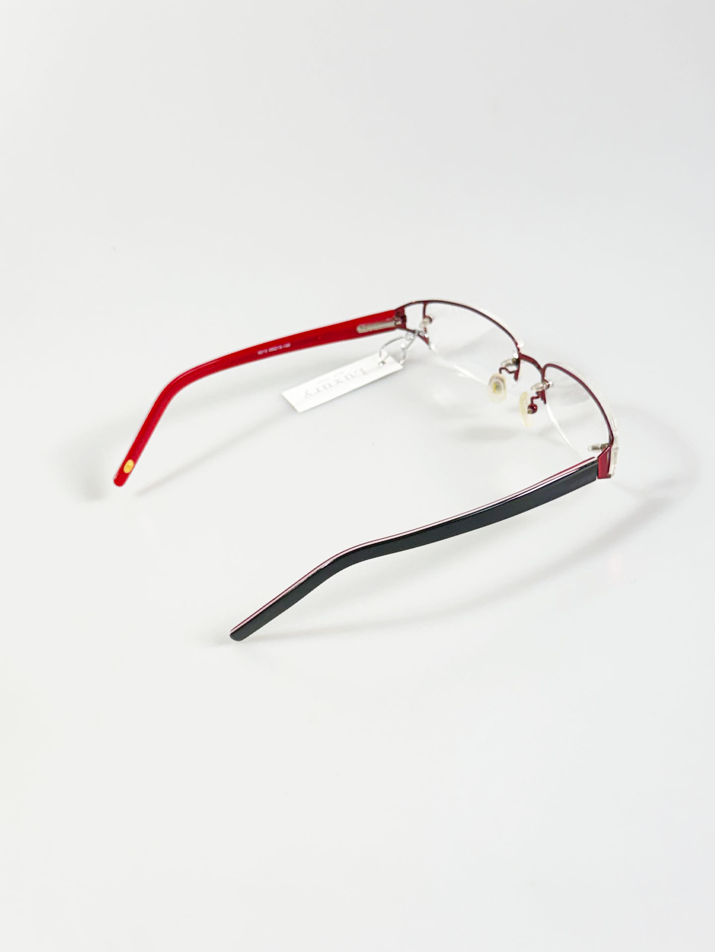 LUXURY EYEWEAR Burgundy Rimless Square Metal Glasses
