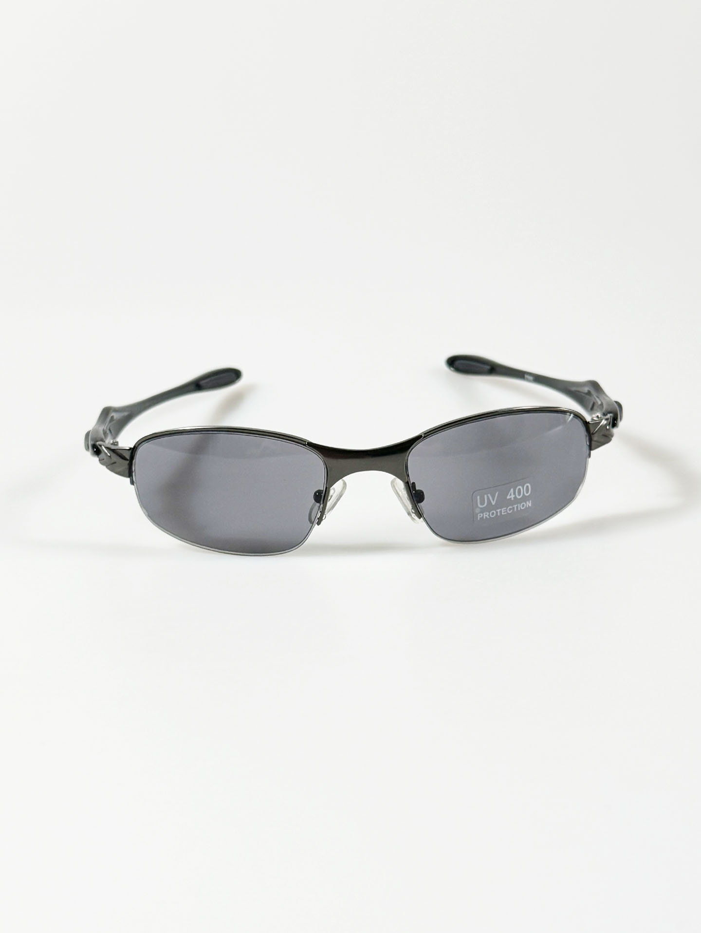 Gunmetal Semi-Rimless Square Metal Sunglasses