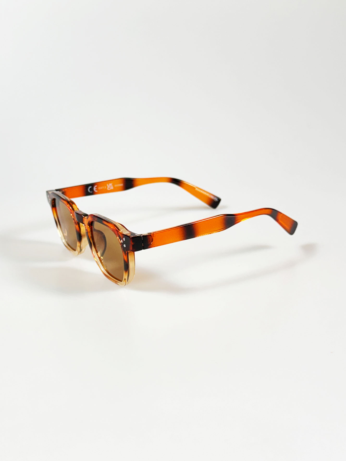 Amber Tortoiseshell Two-Tone Bold Square Tint Sunglasses