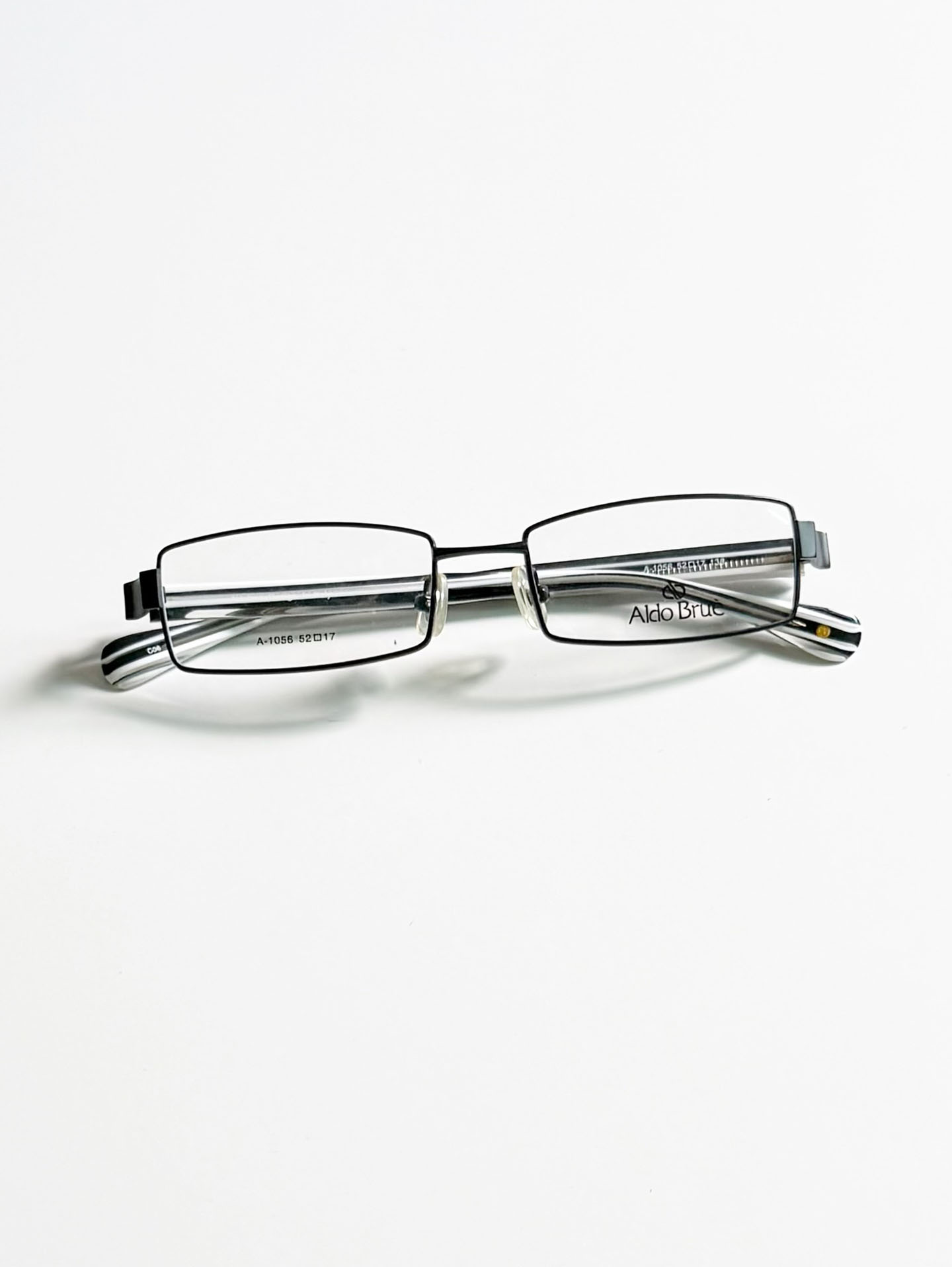 Aldo Brue Black Slim Square Metal Glasses