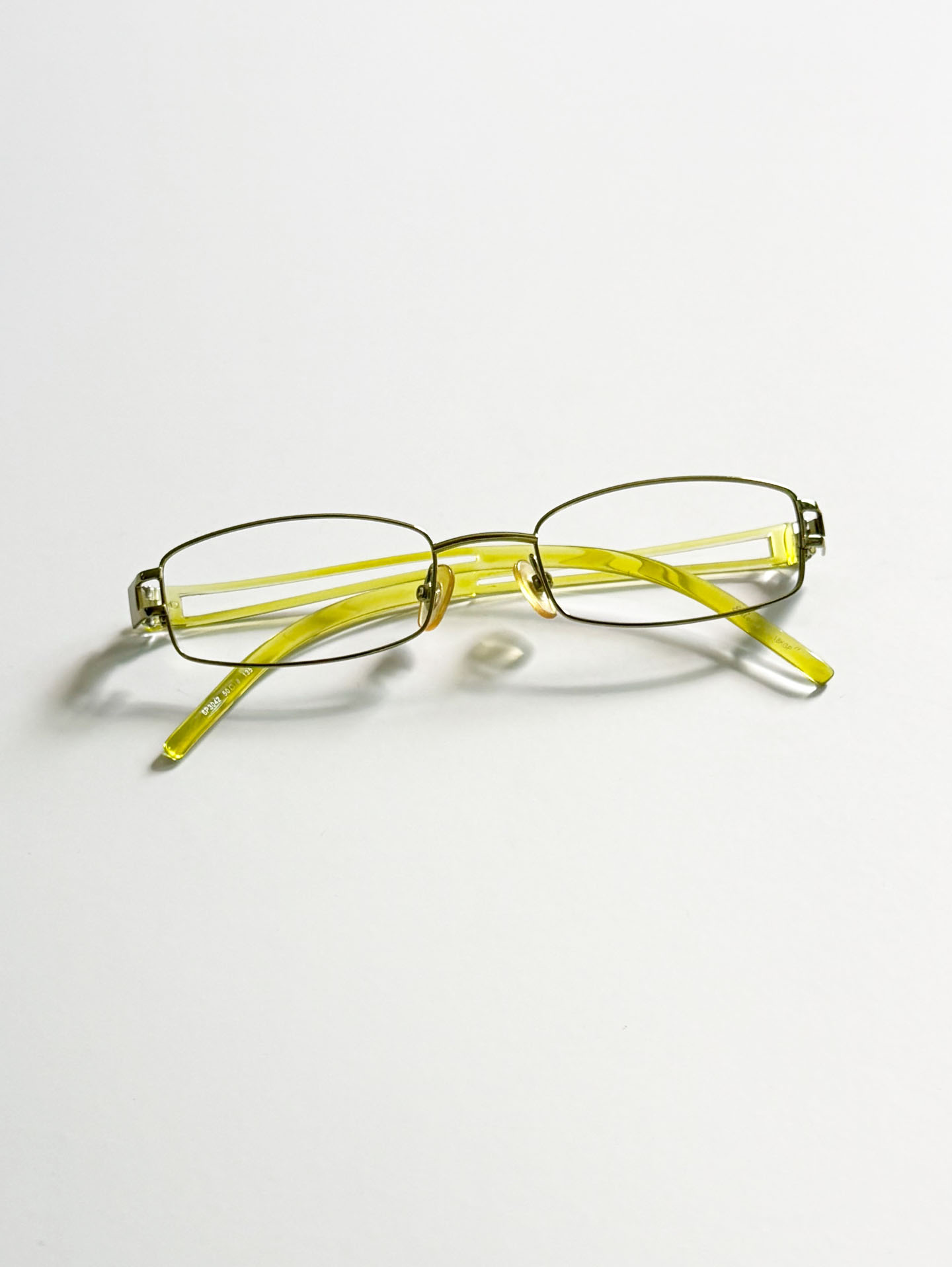 EPILOGUE Yellow Slim Square Metal Frame Glasses