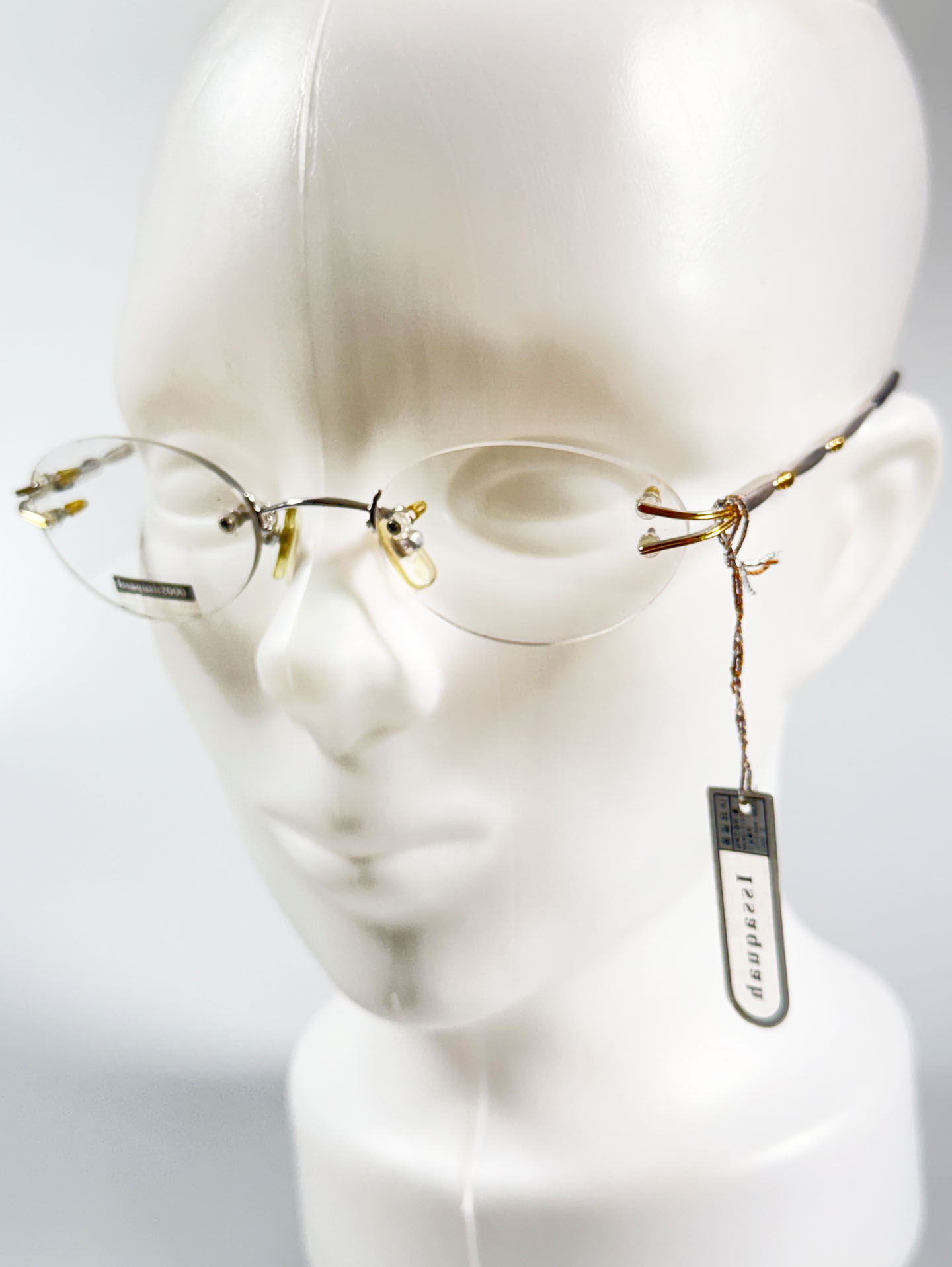 Issaquah2000 Silver&Gold Rimless Oval Metal Frame Glasses