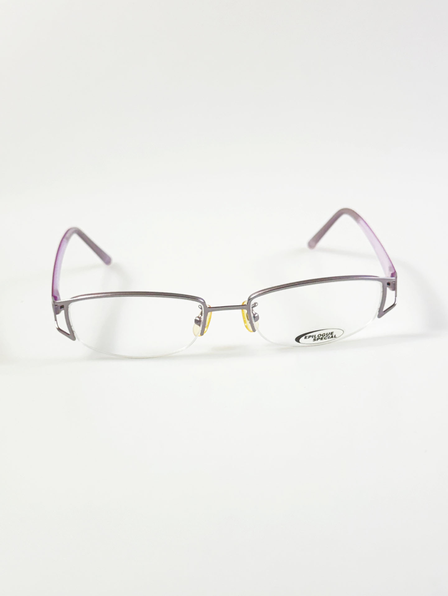 EPILOGUE Lavender Silver Half-Rim Square Metal Glasses