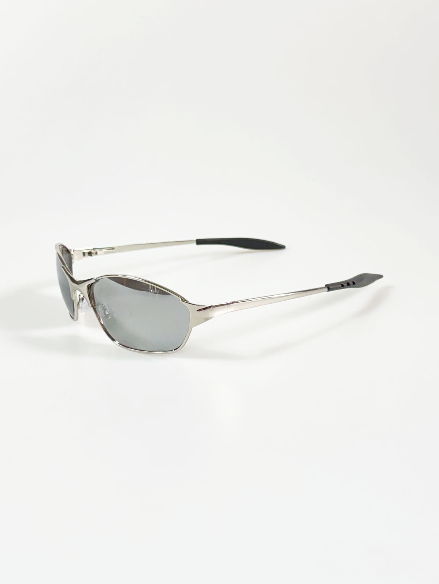 Silver Wraparound Square Metal Mirrored Sunglasses