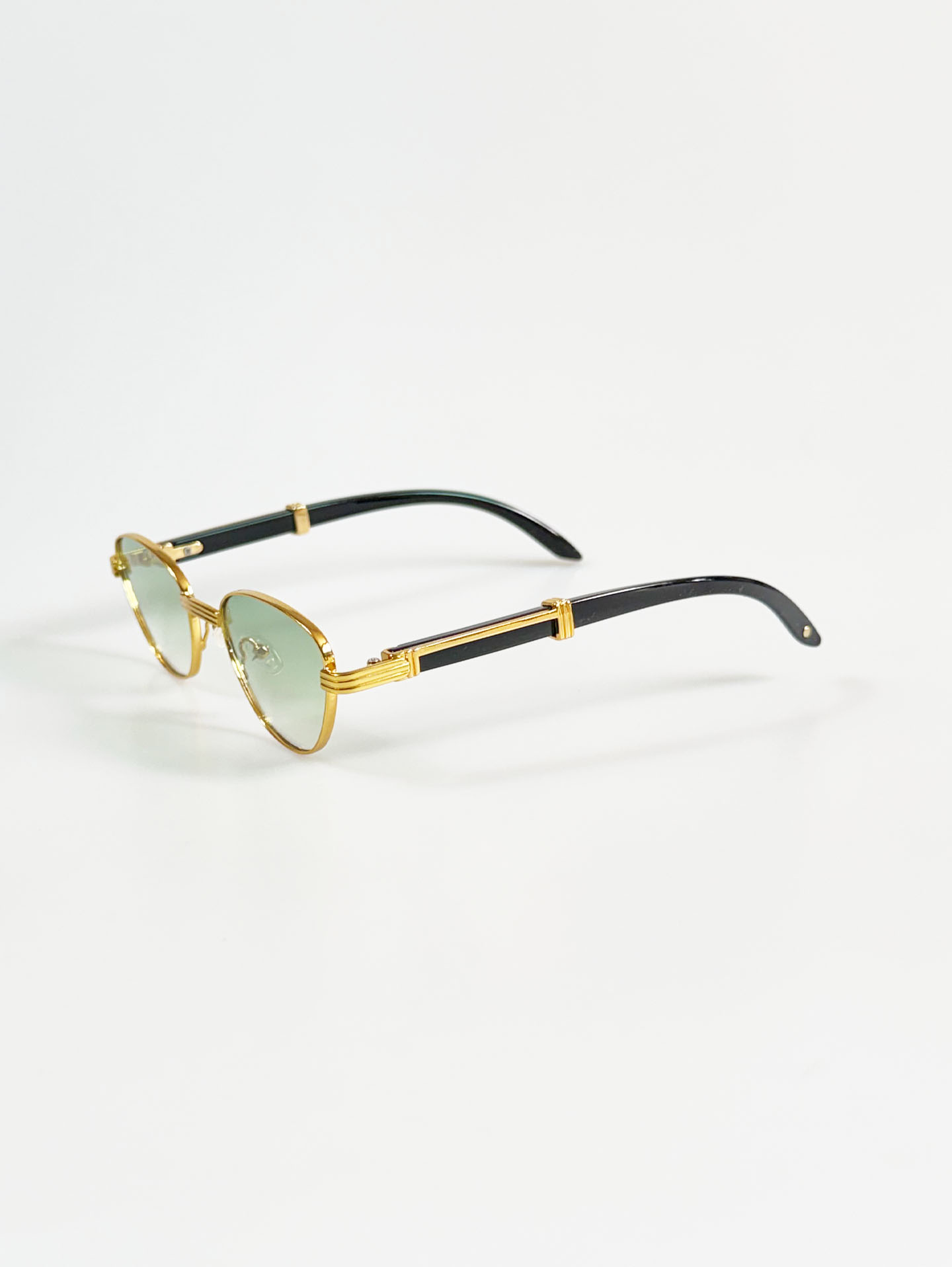 Gold Metal Slim Oval Frame Tint Sunglasses