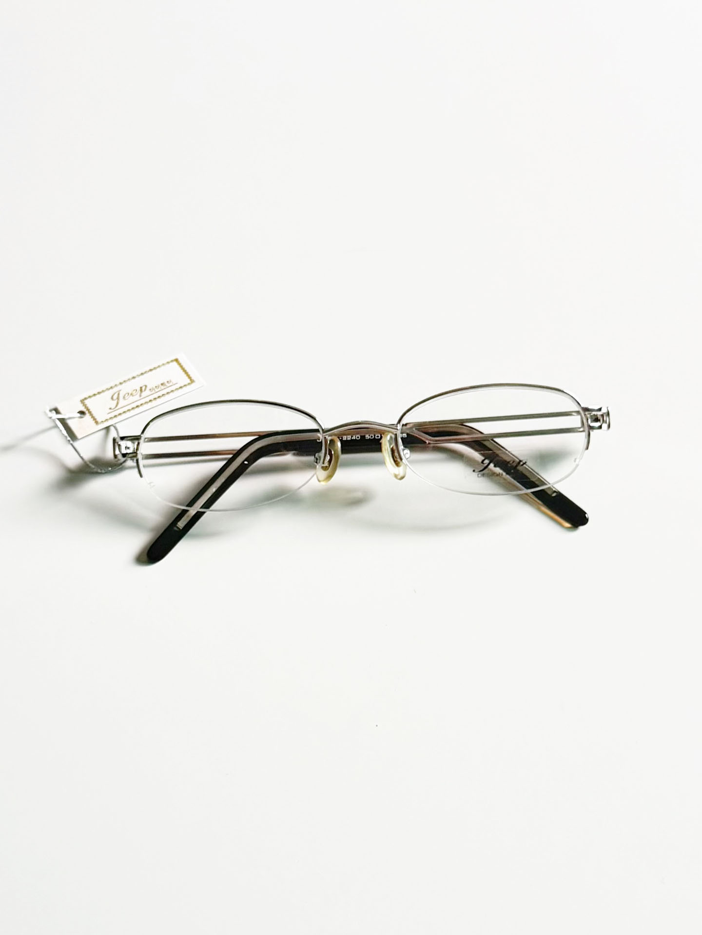 JEEP Silver Half-Rim Oval Metal Frame Glasses