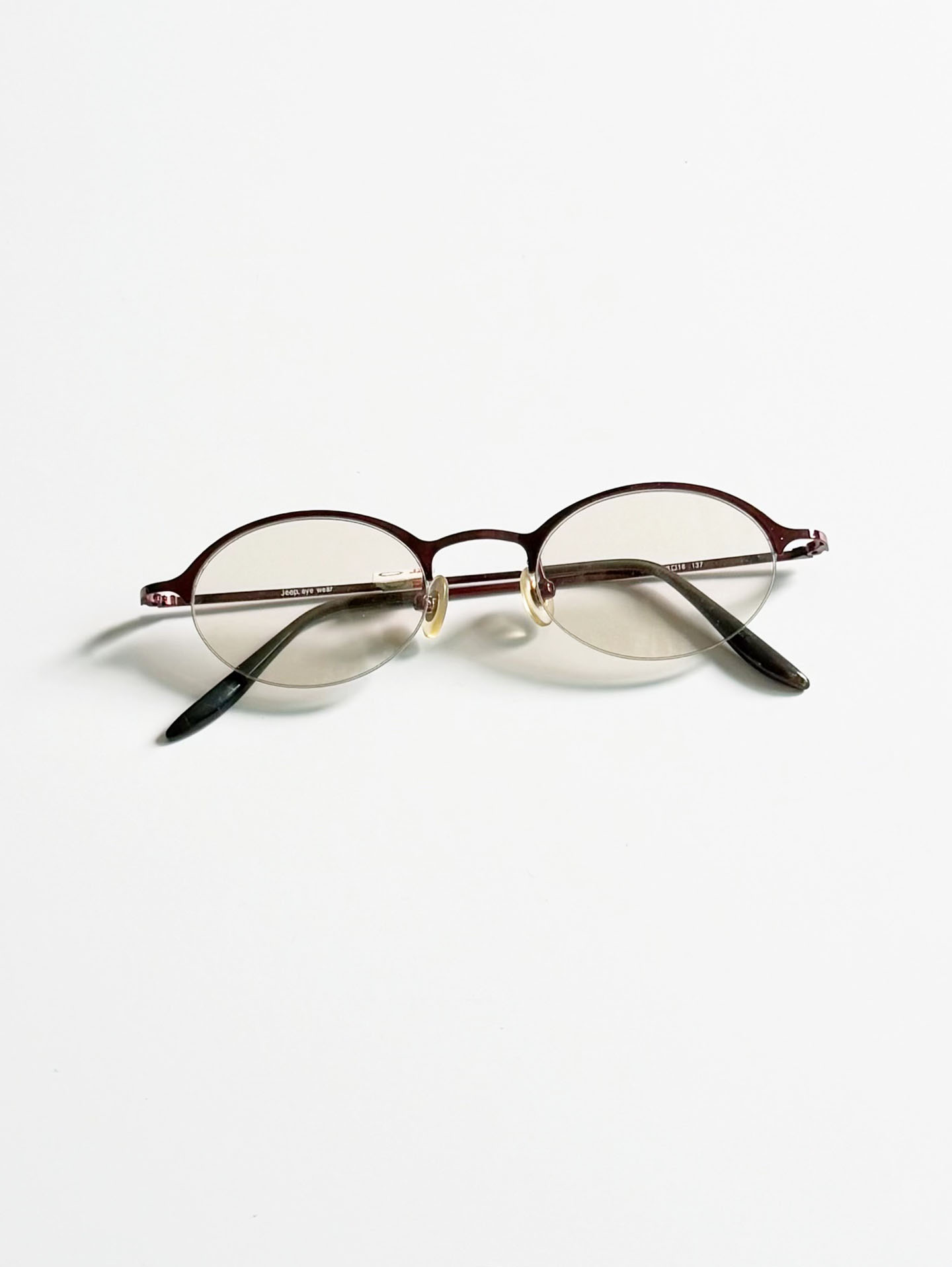 JEEP Burgundy Half-Rim Oval Metal Glasses