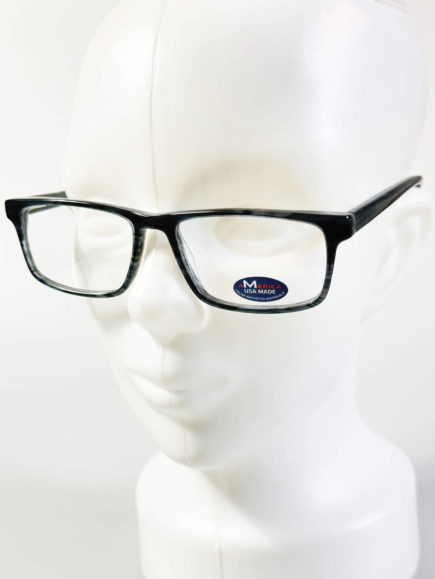 M AMERICA Smoke Blue Marble Bold Square Glasses