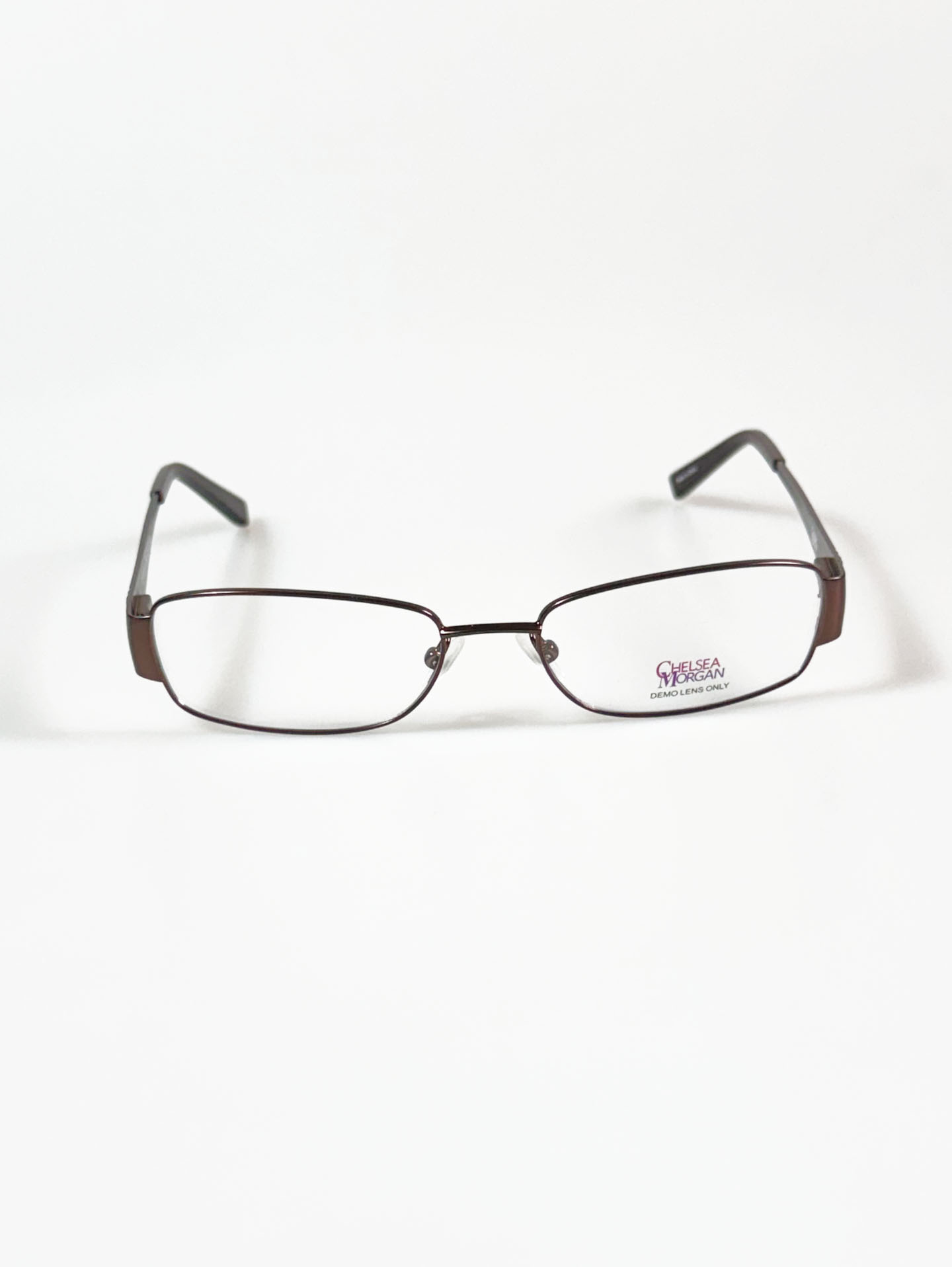 Chelsea Morgan Brown Slim Square Metal Frame Glasses