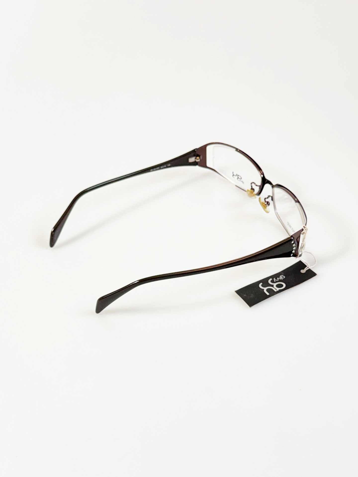 GIVY Brown Slim Square Metal Combination Frame Glasses