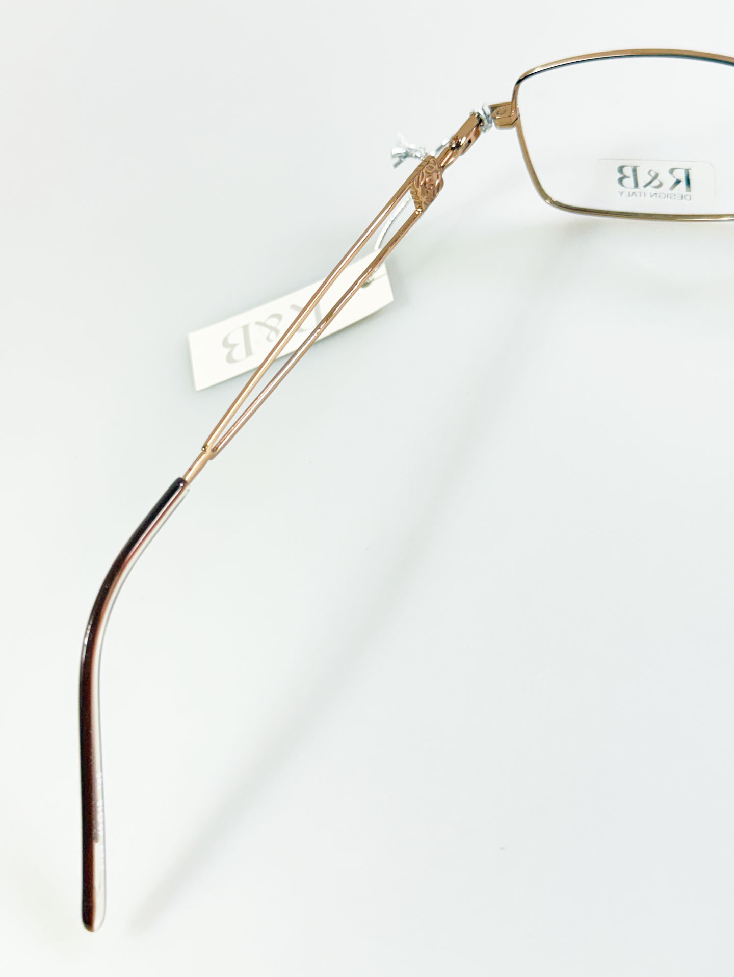 R&B Eyewear Gold Slim Square Metal Glasses