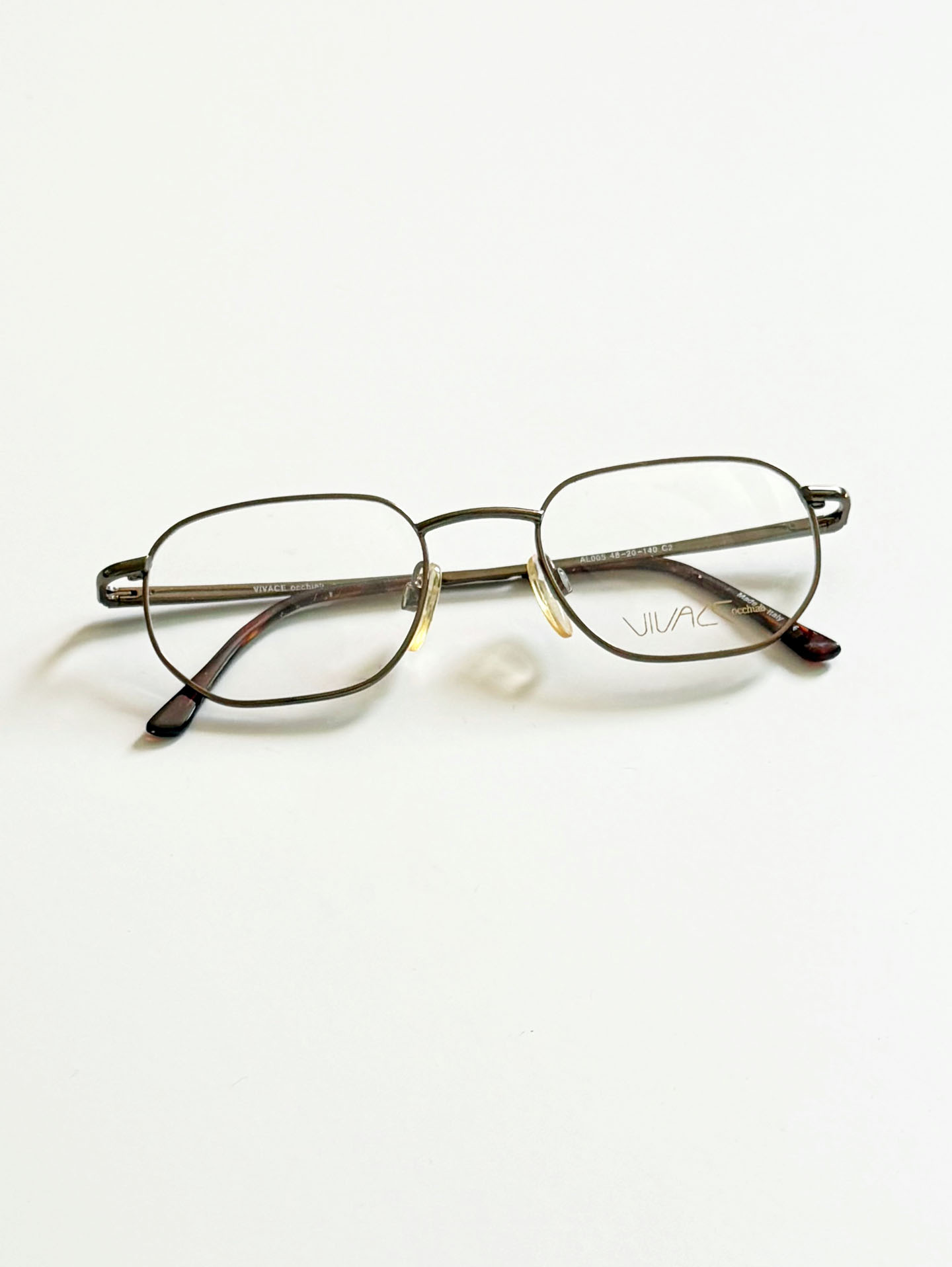 VIVACE Brown Soft Slim Square Metal Frame Glasses