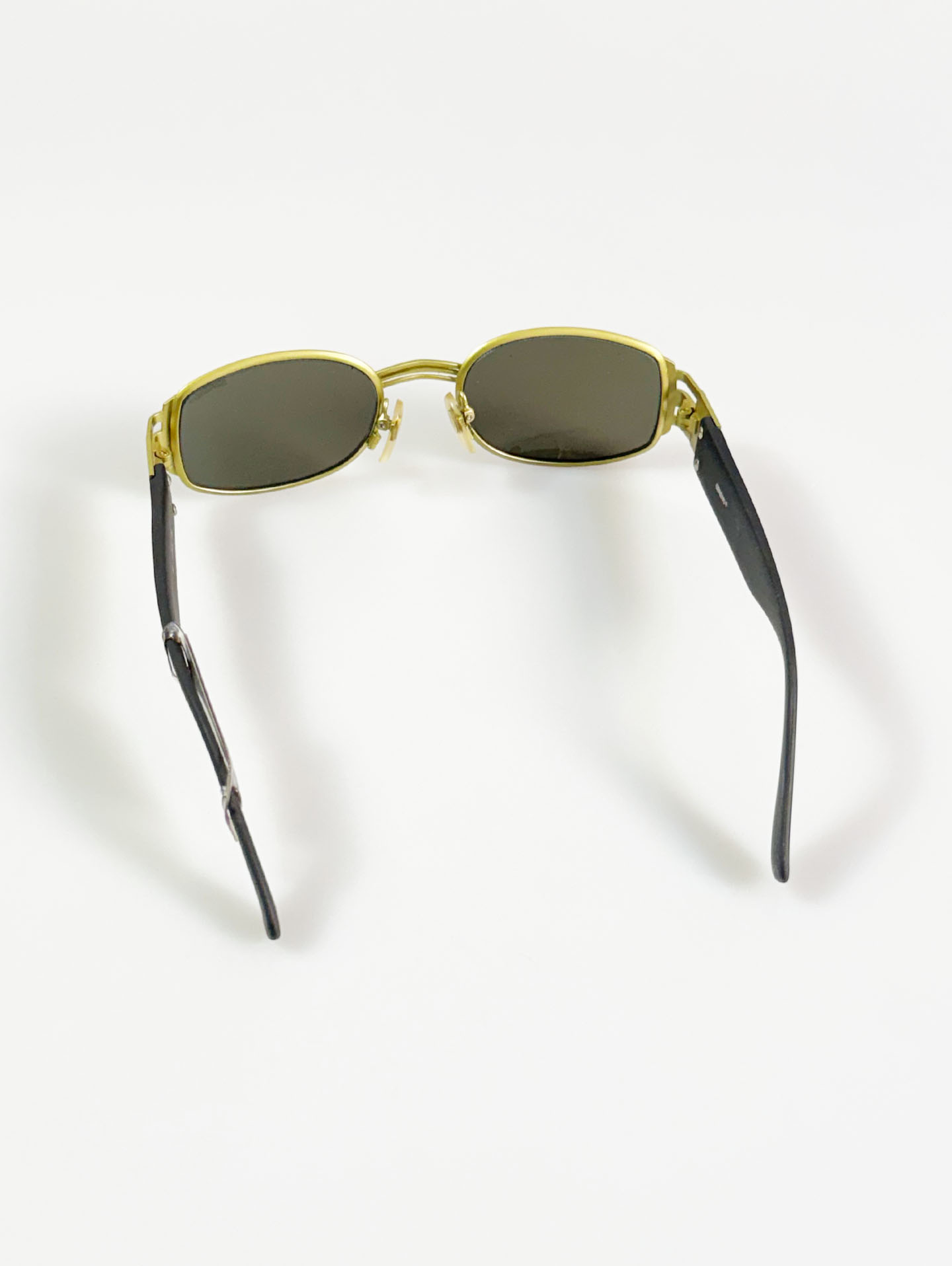 90's SERENO Square Green-Gold Metal Sunglasses
