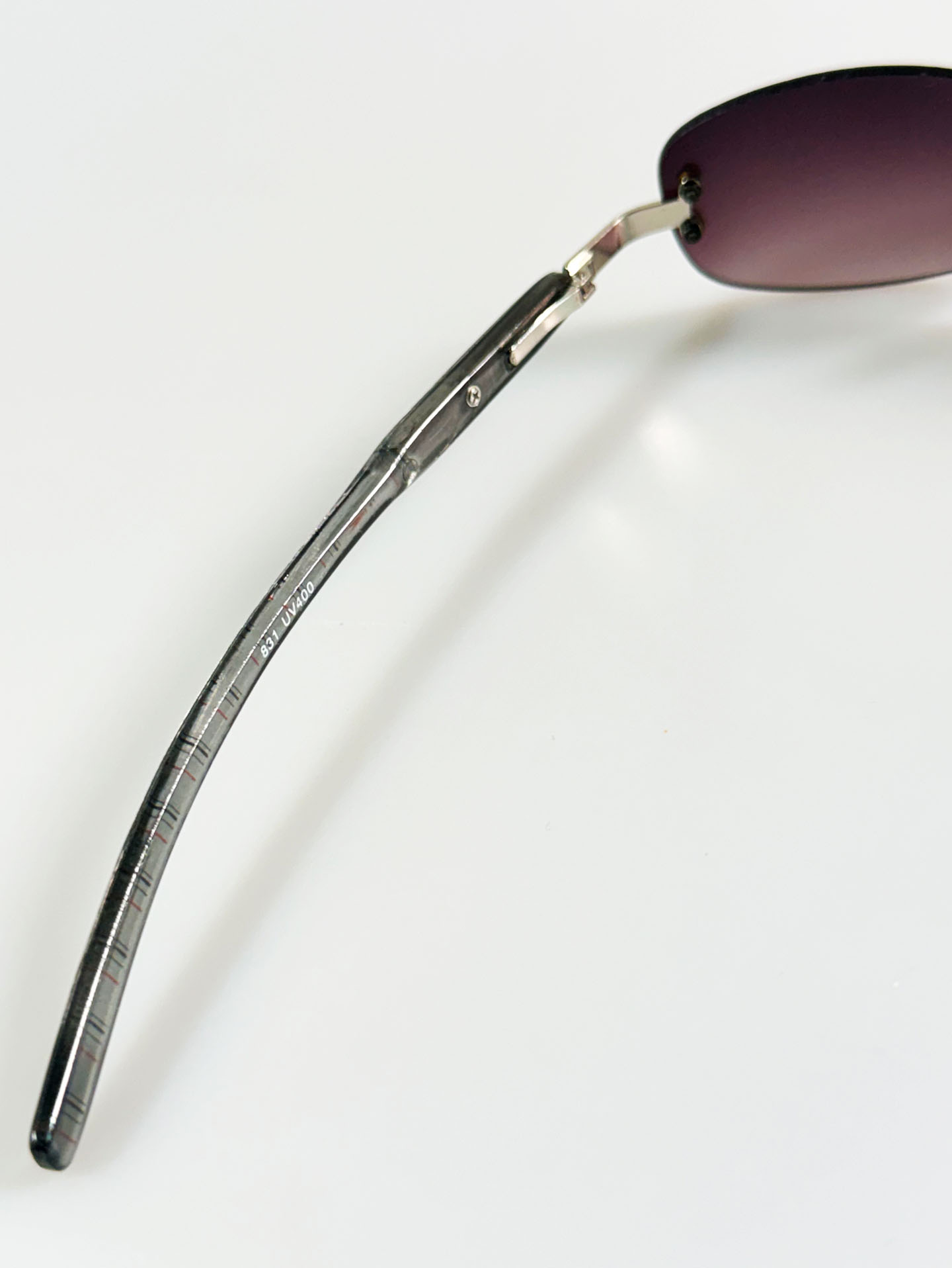 Silver Rimless Square Metal Frame Sunglasses