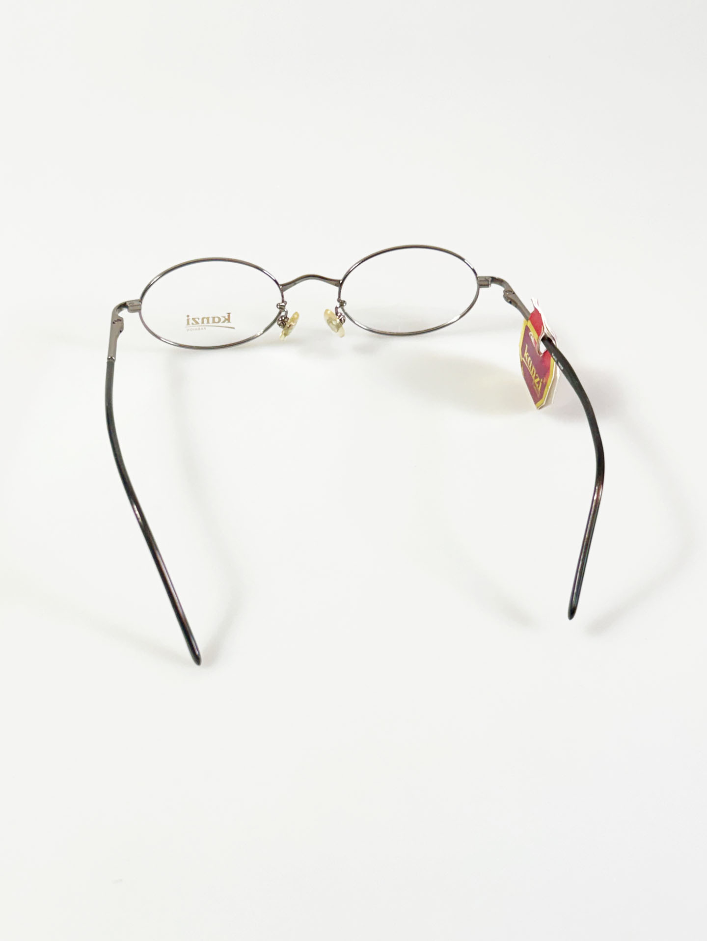 90's KANZI Dark Silver Slim Oval Metal Frame Glasses