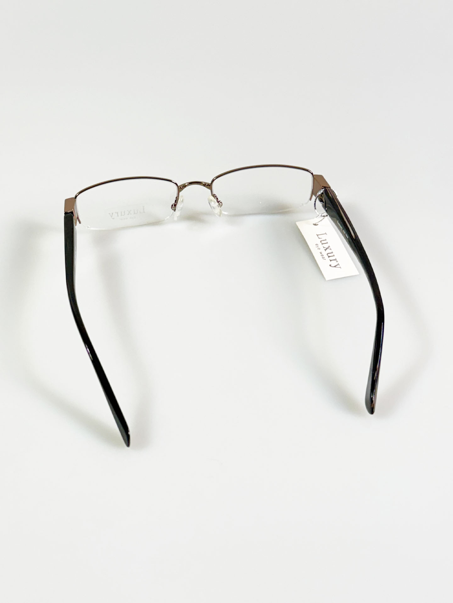 Luxury Eyewear Bronze Half-Rim Square Metal Glasses