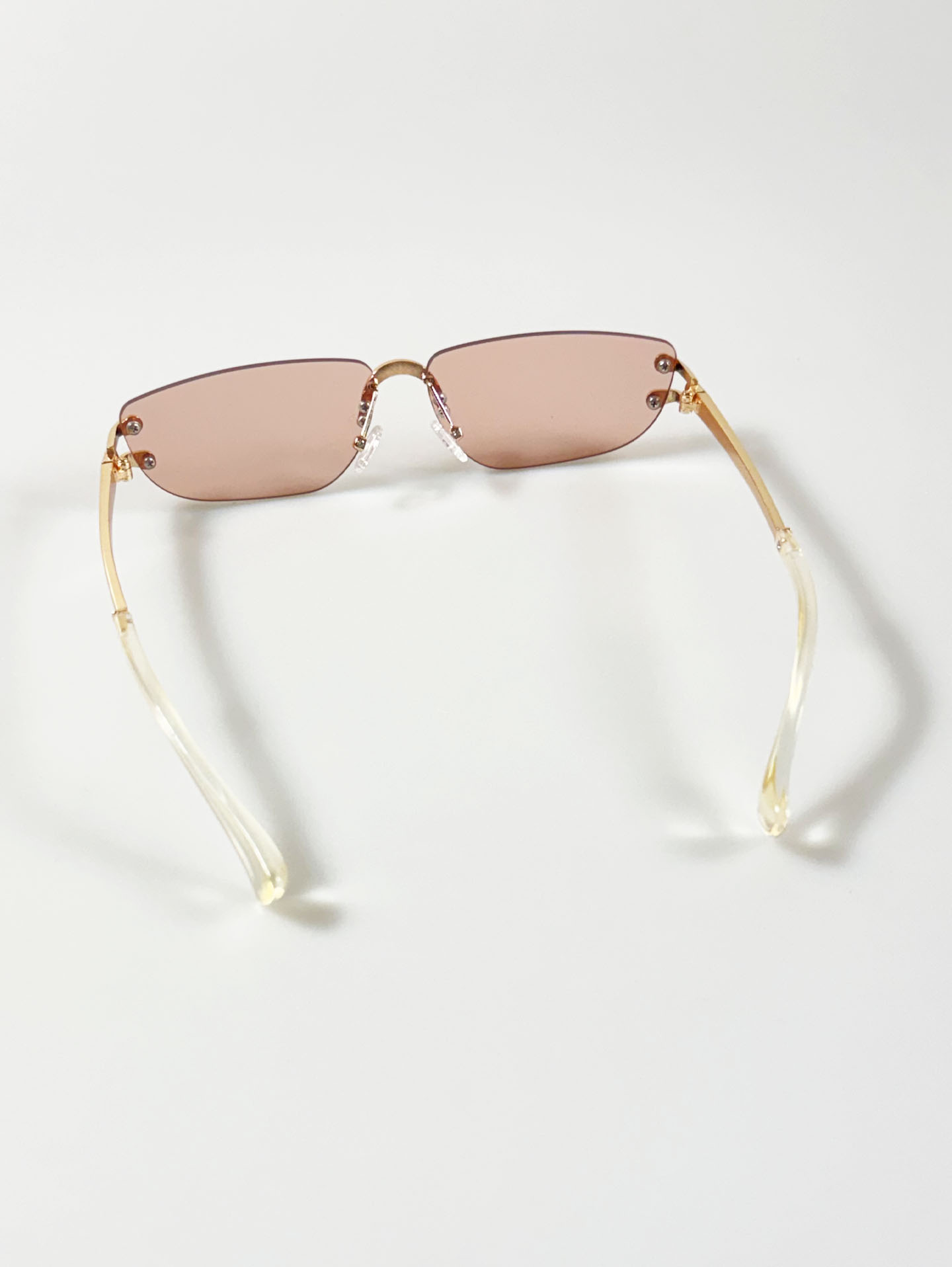 Gold Metal Rimless Square Tint Sunglasses