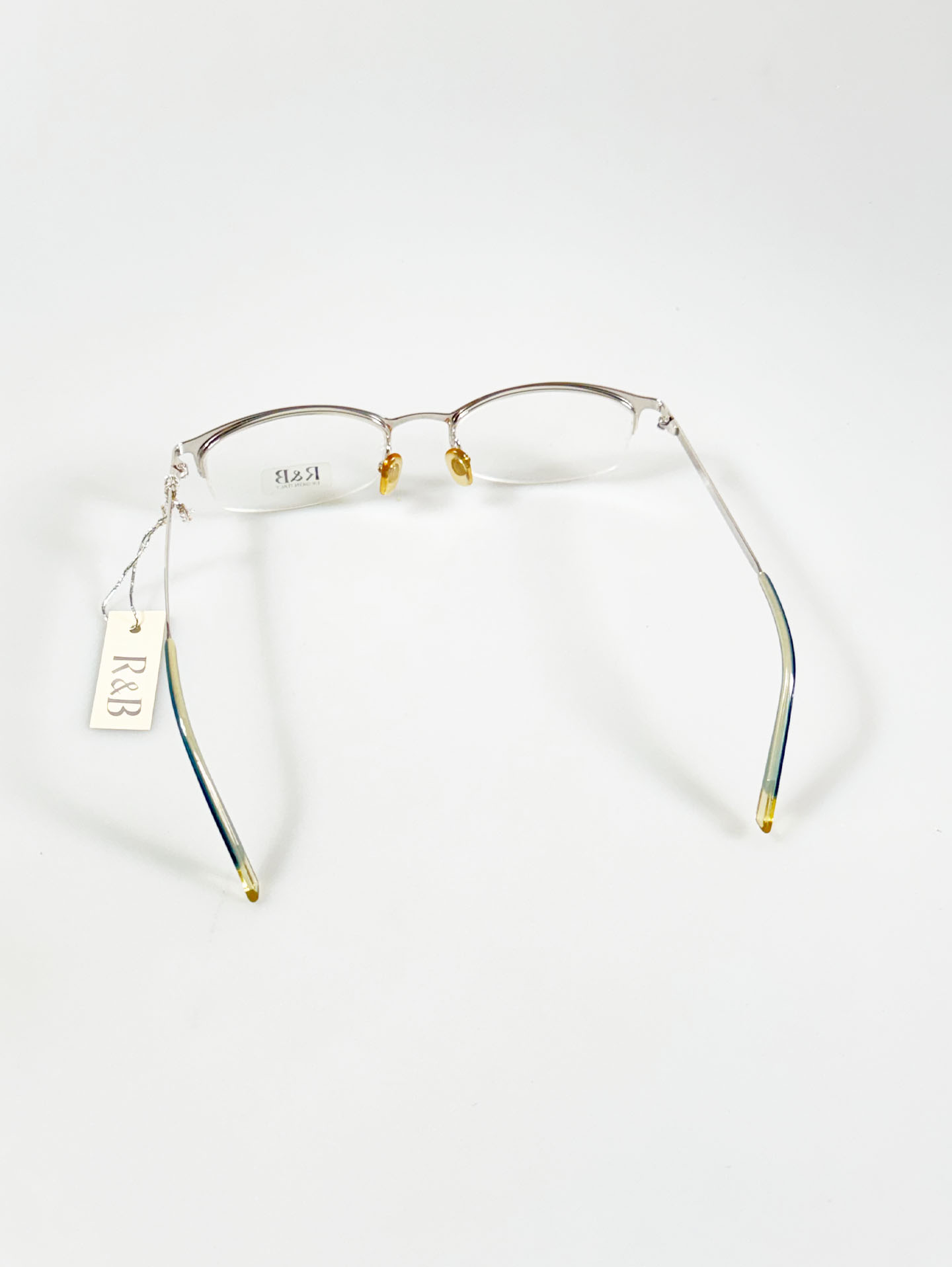 R&B Eyewear Silver Half-Rim Square Metal Glasses