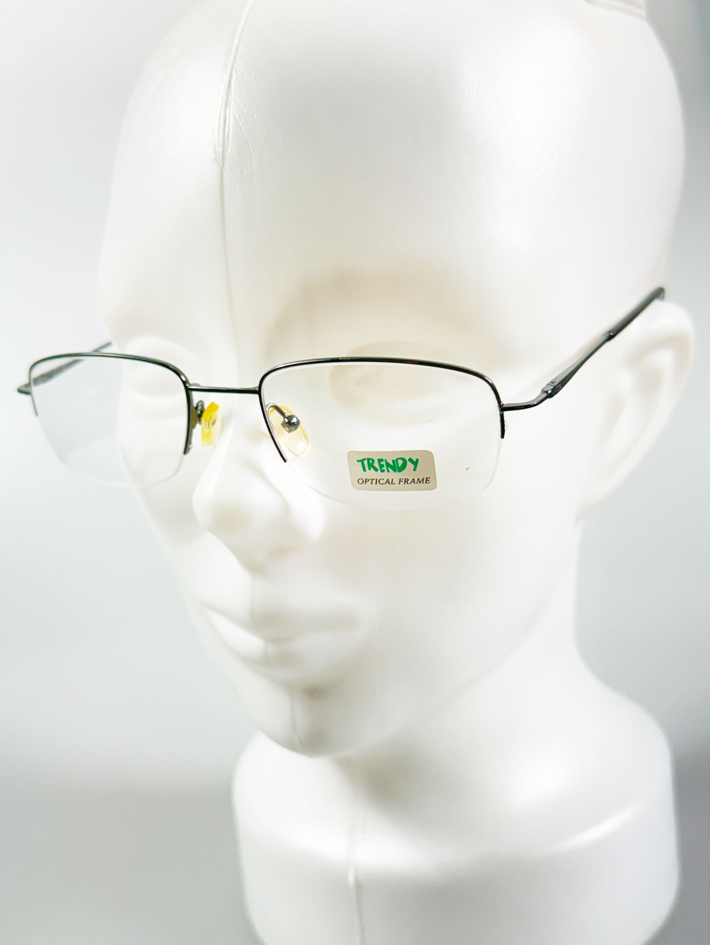 TRENDY Gunmetal Square Half-Rim Glasses