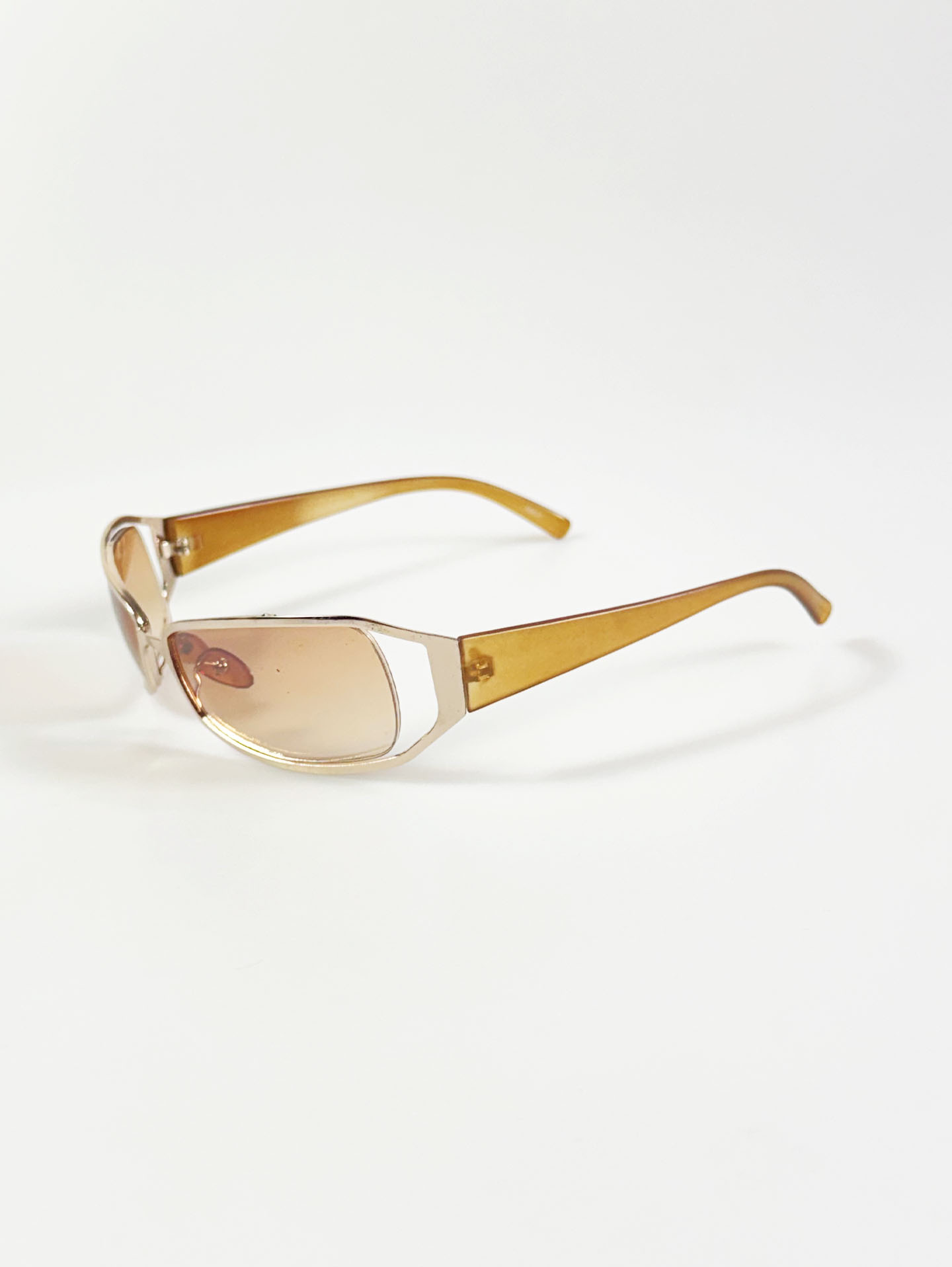 Champagne Gold Wraparound Square Metal Tint Sunglasses