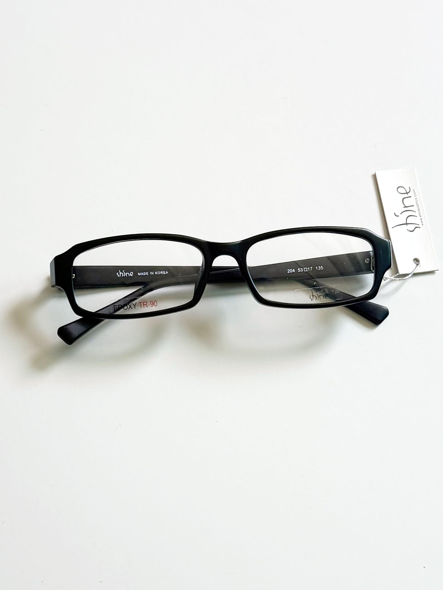 SHINE Matte Black Square Horn-Rim Glasses