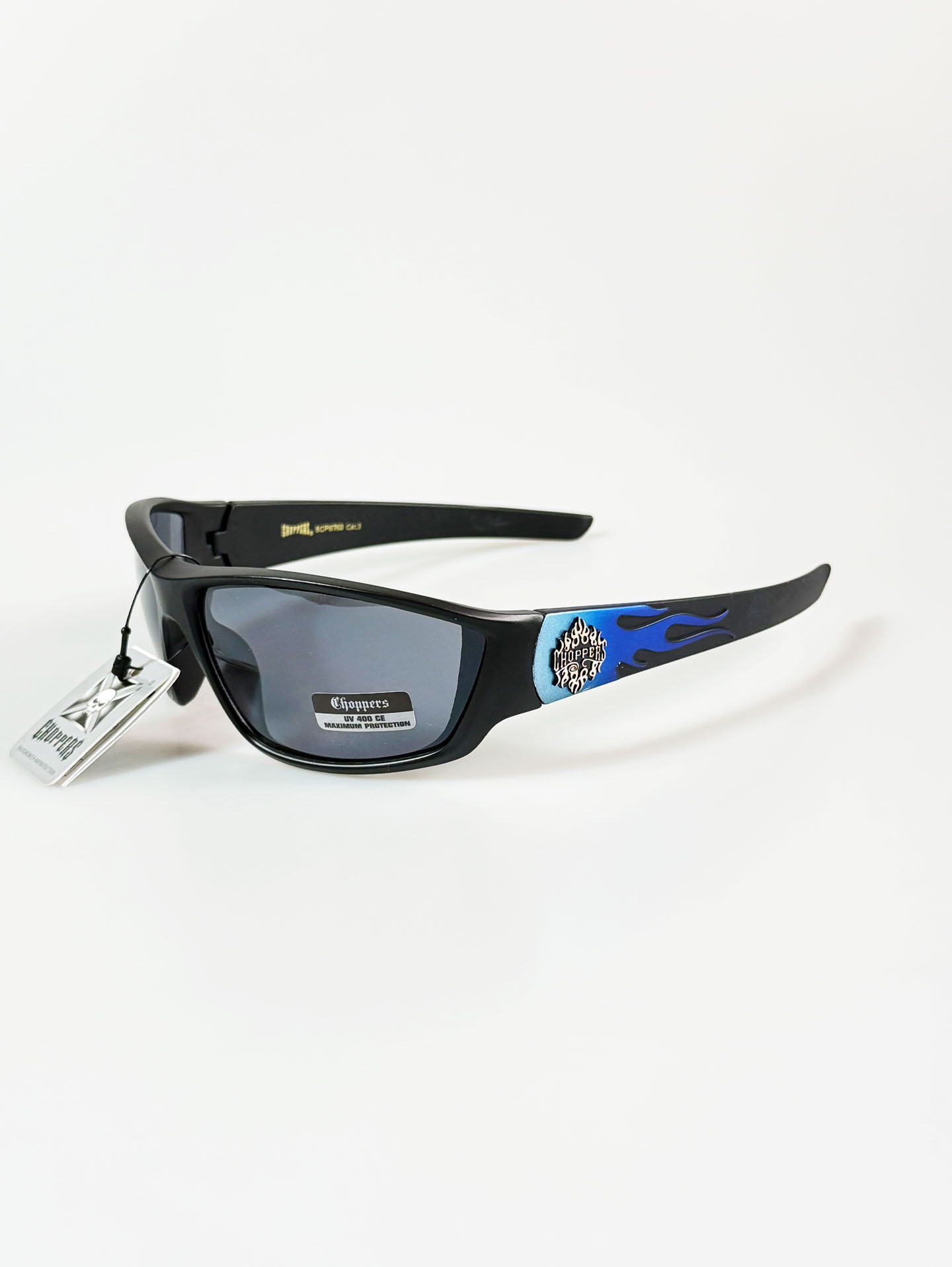 CHOPPERS Wraparound Matte Black Square Frame Sunglasses