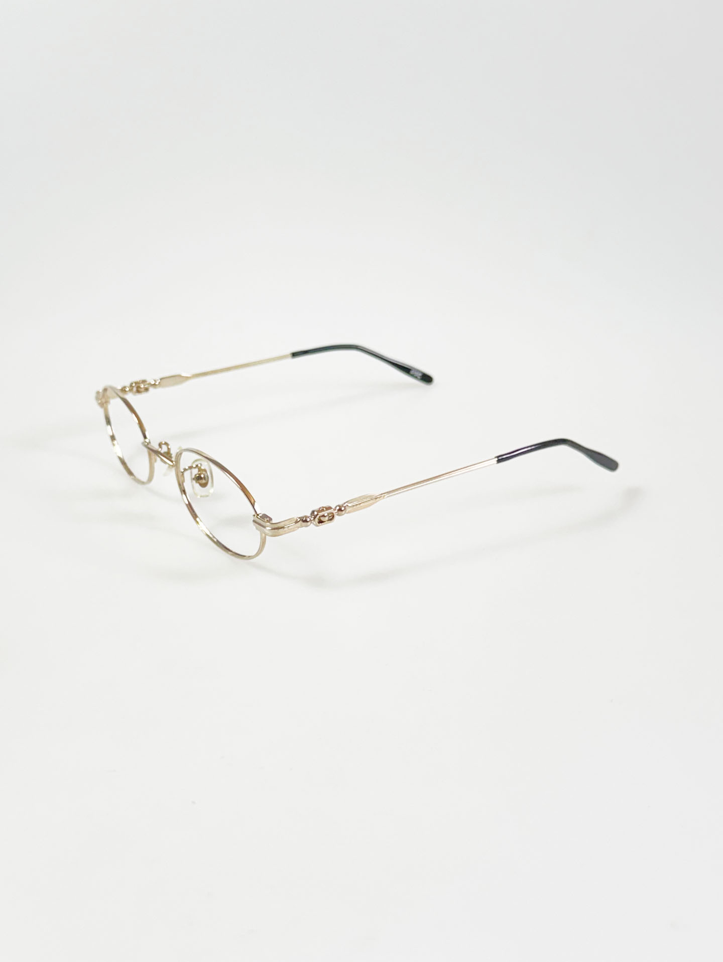 90's P.S.C. FASHION Gold Slim Oval Metal Frame Glasses