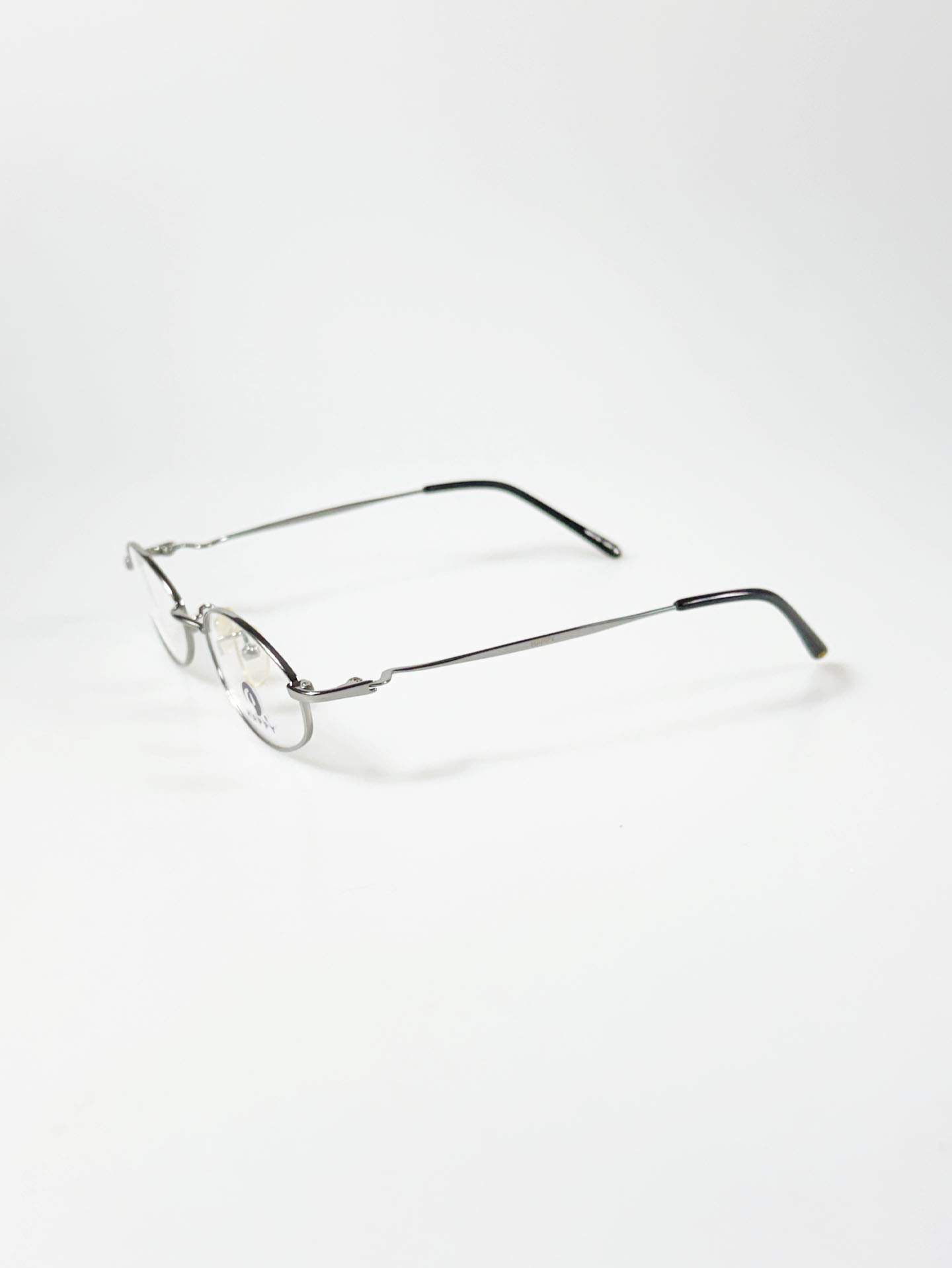 90's HAPPY OPTICAL Silver Slim Oval Metal Frame Glasses