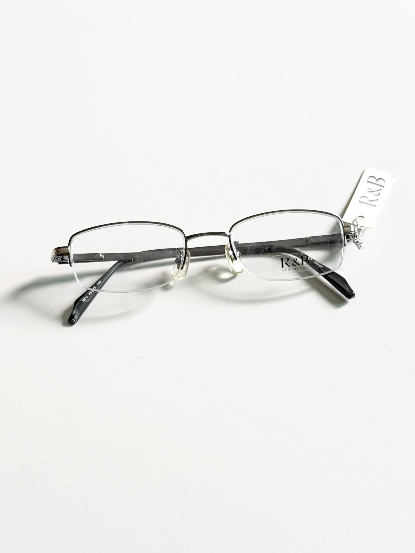R&B EYEWEAR Semi-Rimless Gunmetal Square Glasses