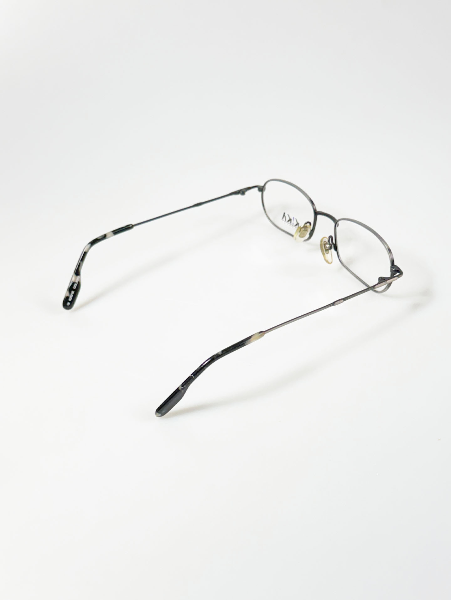 90's K!KA Matte Silver Grey Slim Square Metal Frame Glasses