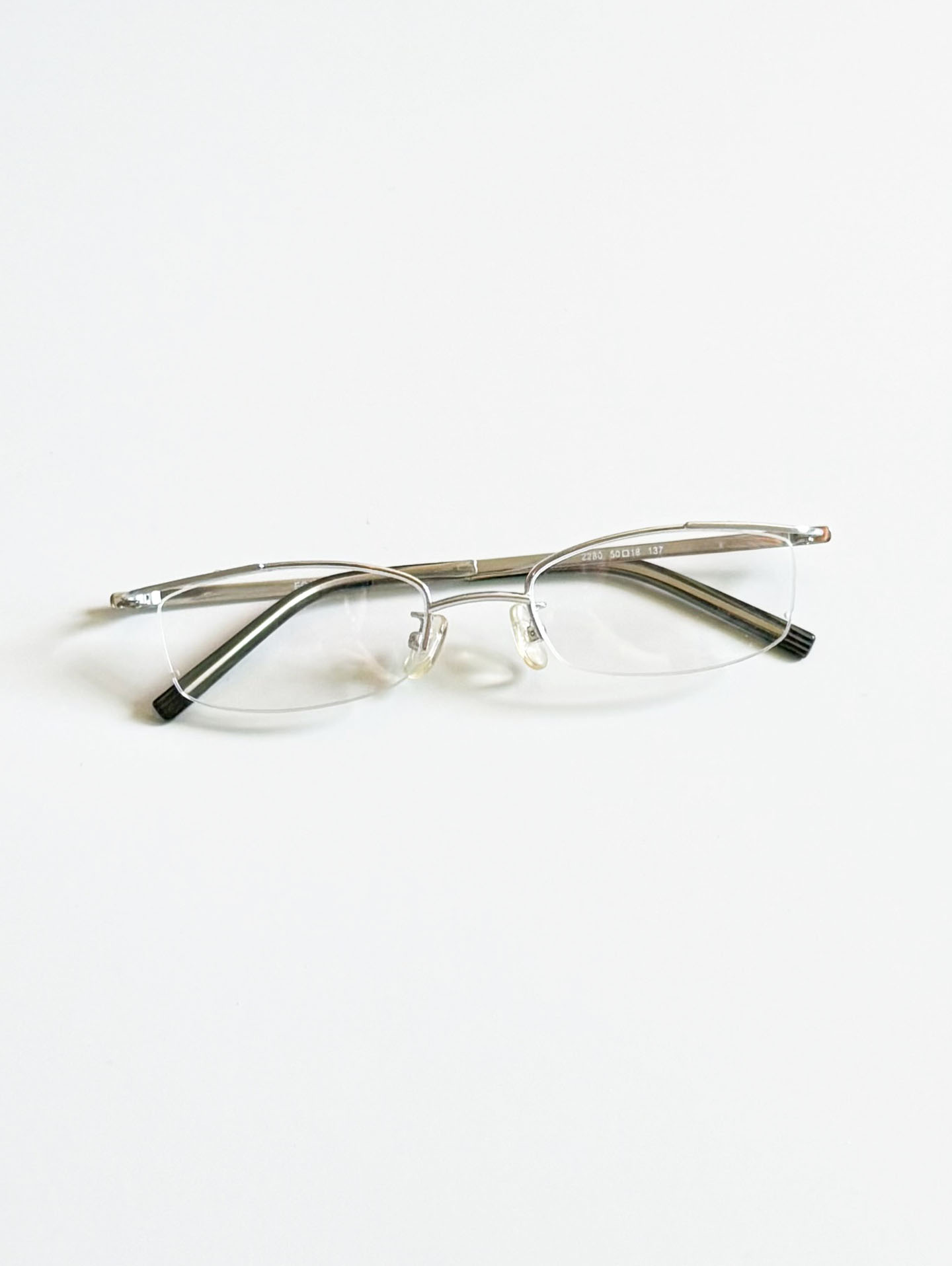 ECARLUS Silver Half-Rim Metal Square Glasses