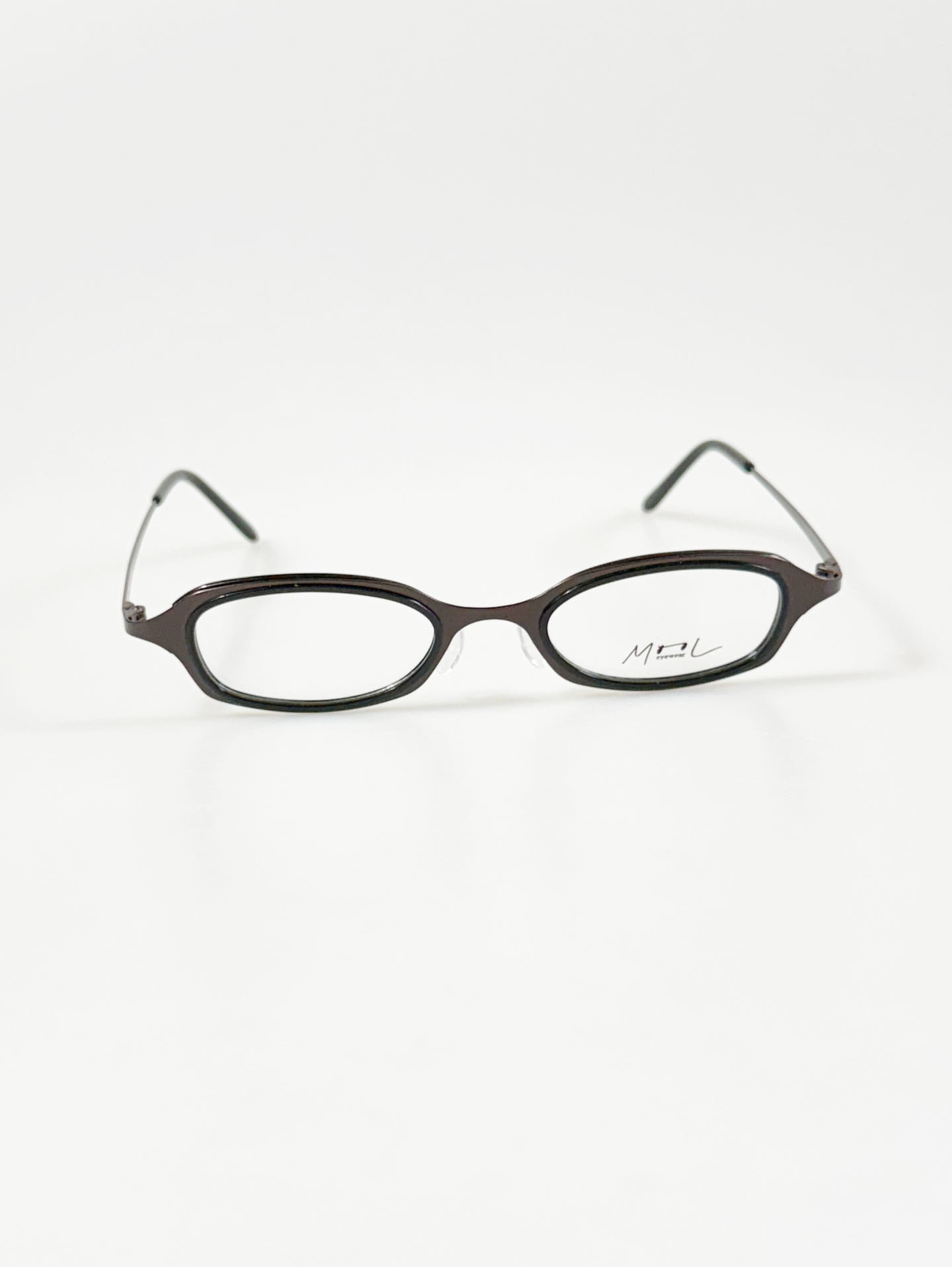 MOOL EYEWEAR Layered Dark Brown Black Oval Metal Glasses