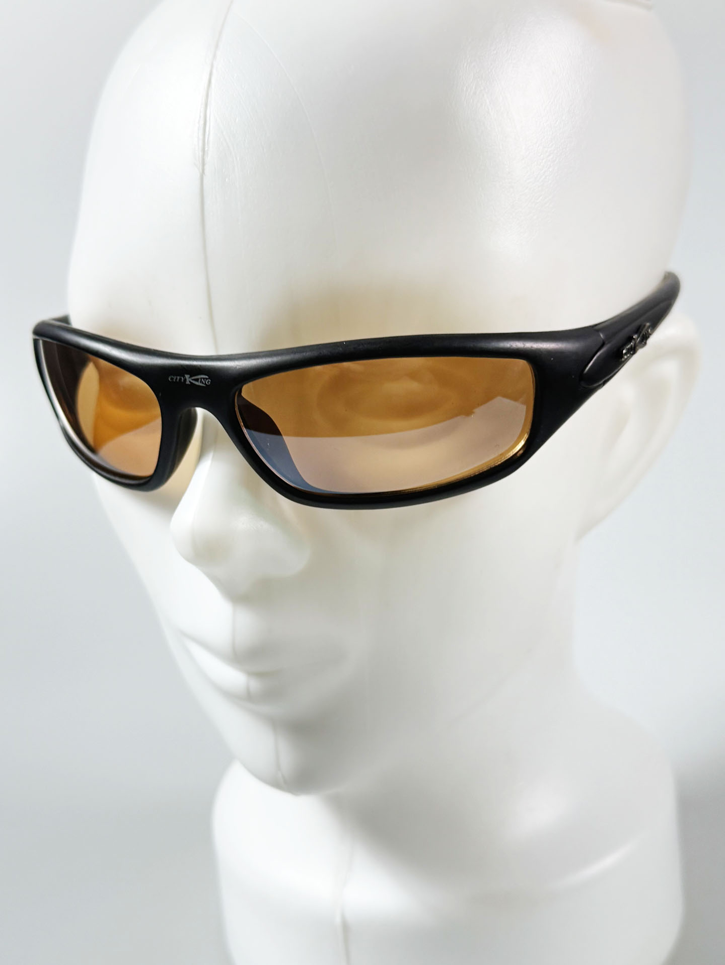90's CITY KING Matte Black Wraparound Tint Sunglasses