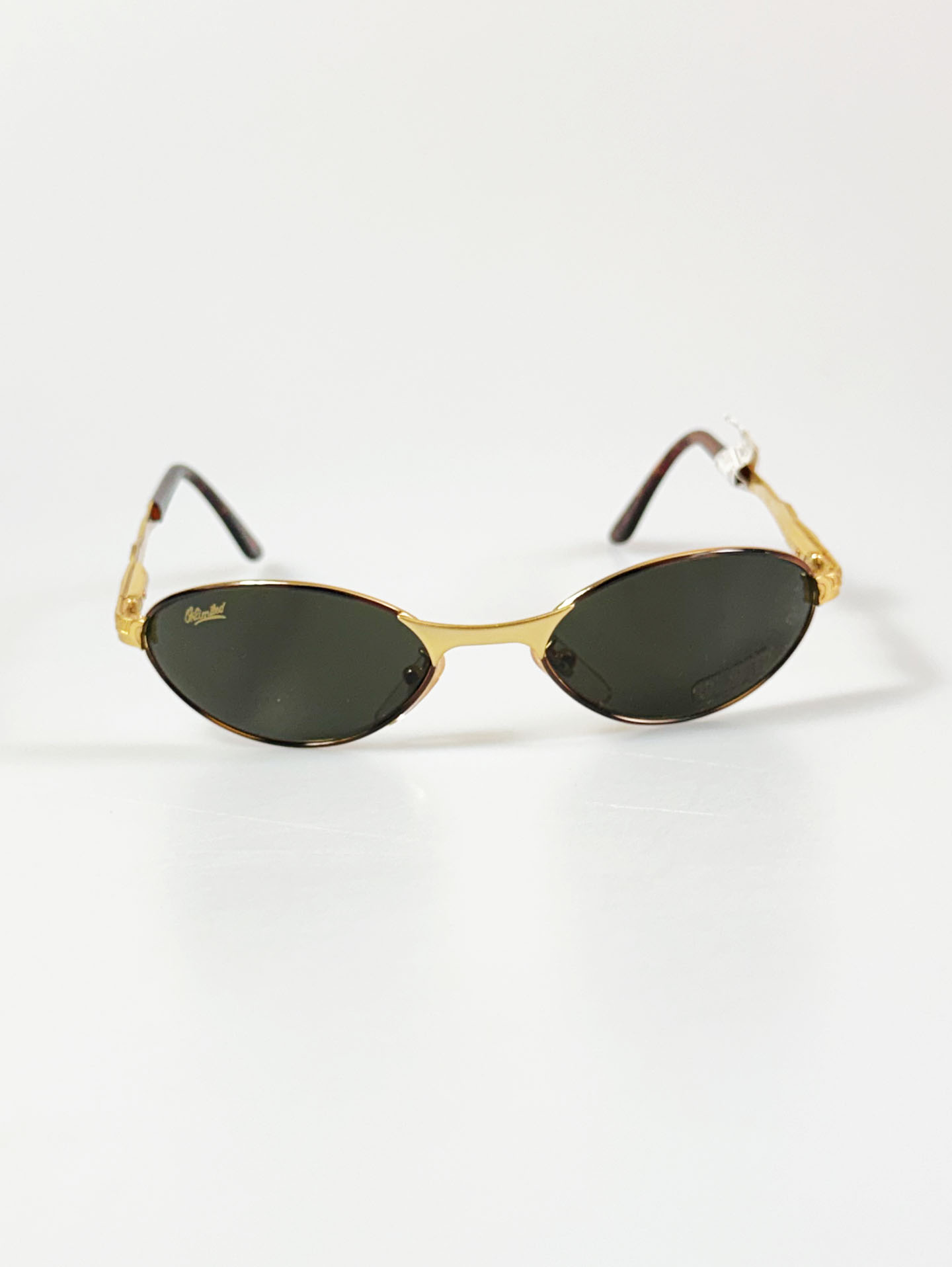 90's UNLIMITED Gold Slim Oval Metal Frame Sunglasses