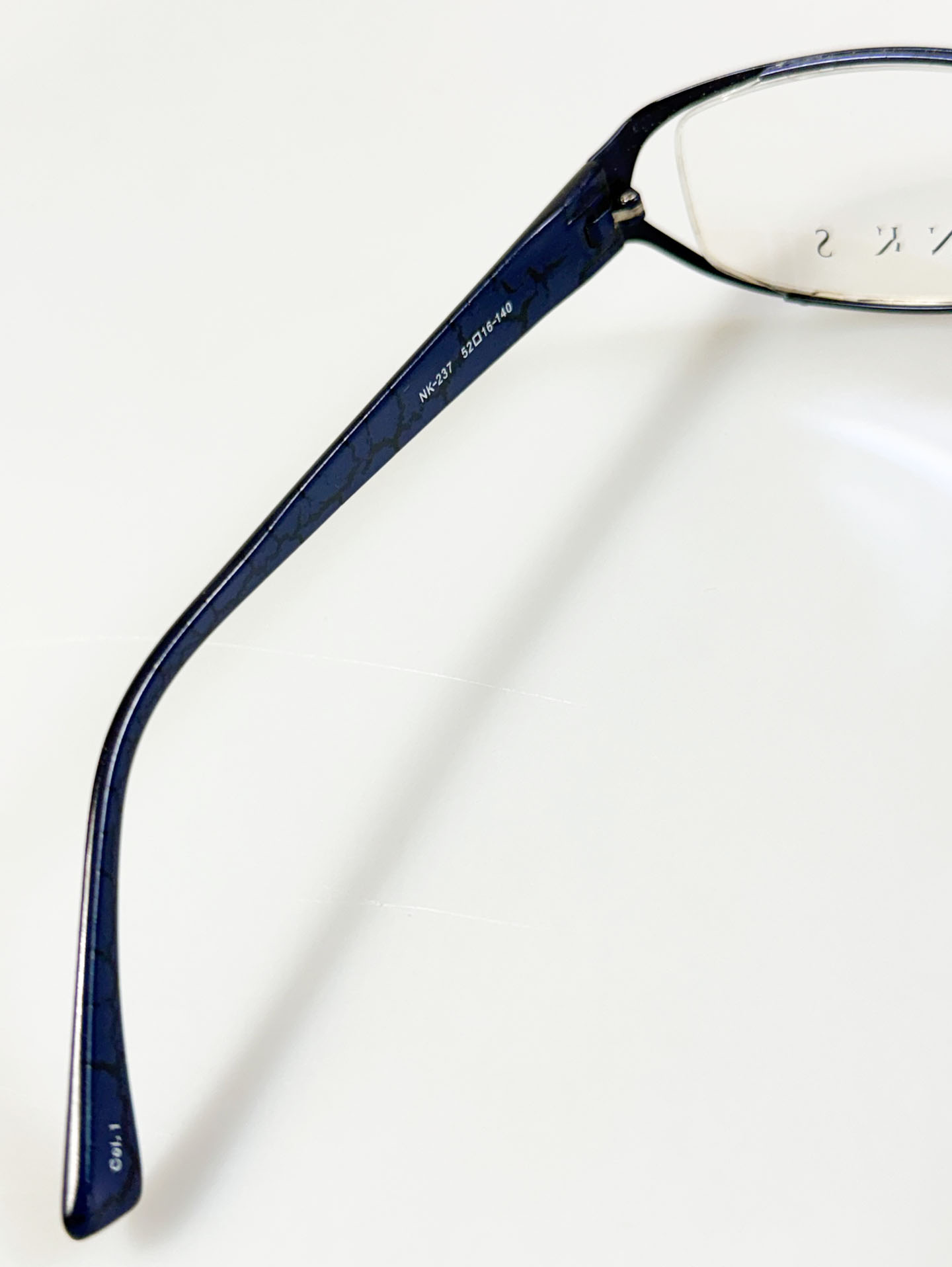 NIKOS Matte Silver& Navy Blue Slim Square Combination Frame Glasses